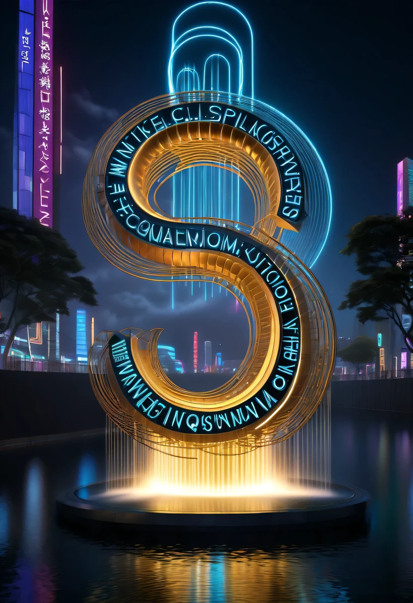 Art Deco Design，Three-dimensional English letter sculpture，abstract，modern style，Luxury and Luxury