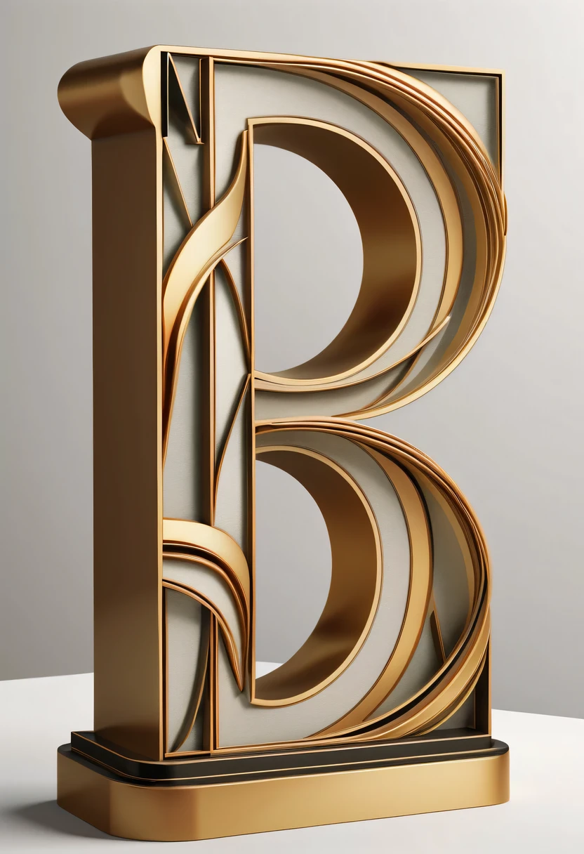 Art Deco Design，Three-dimensional English letter sculpture，abstract，modern style，Luxury and Luxury