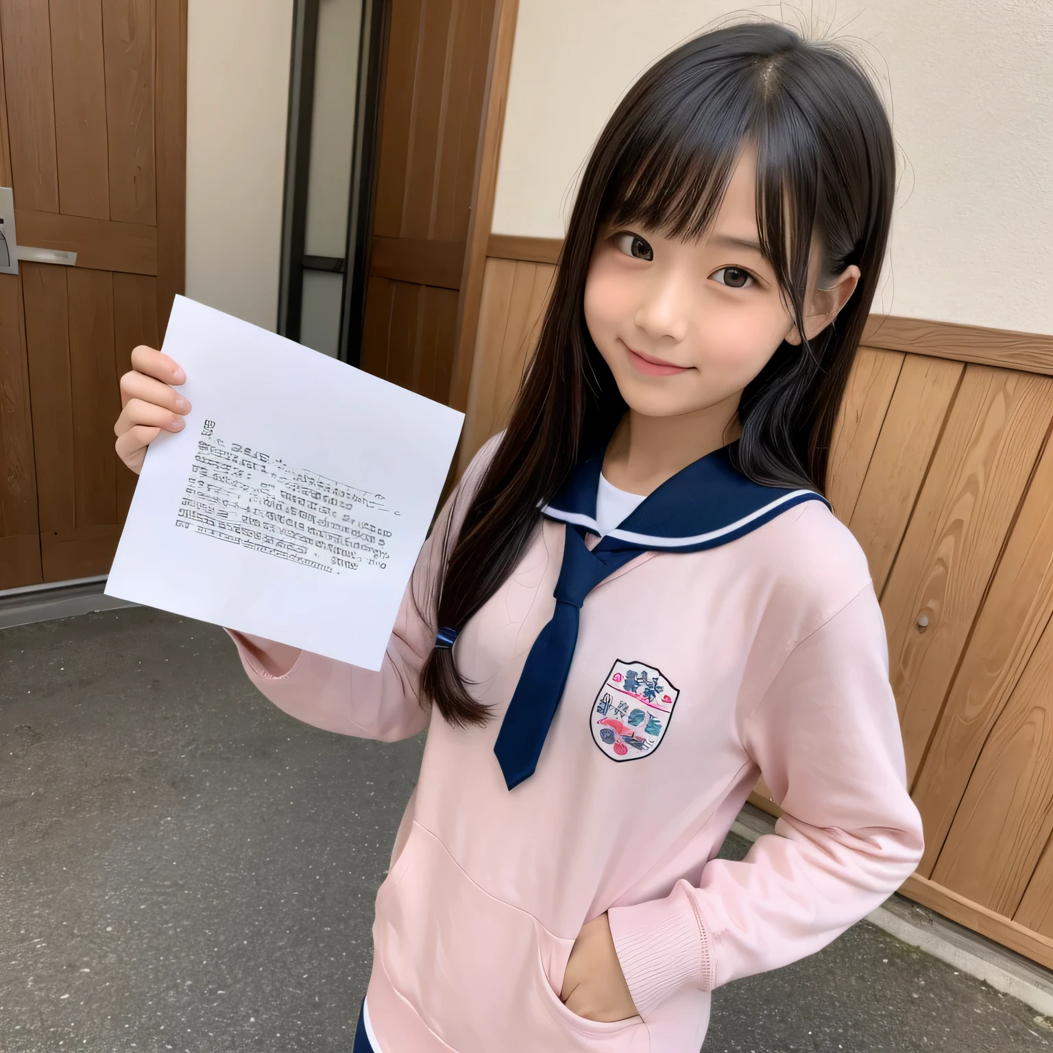 realistic pictures、Highest品質、ultra high resolution、Professional specifications、((とてもロリなprimary school studentが手紙を差し出す))、(((Hold the letter with both hands)))、school classroom、sailor suit、primary school student、lolicon、Highest、10 years old、love confession、pink square letters、embarrassing、blush、
