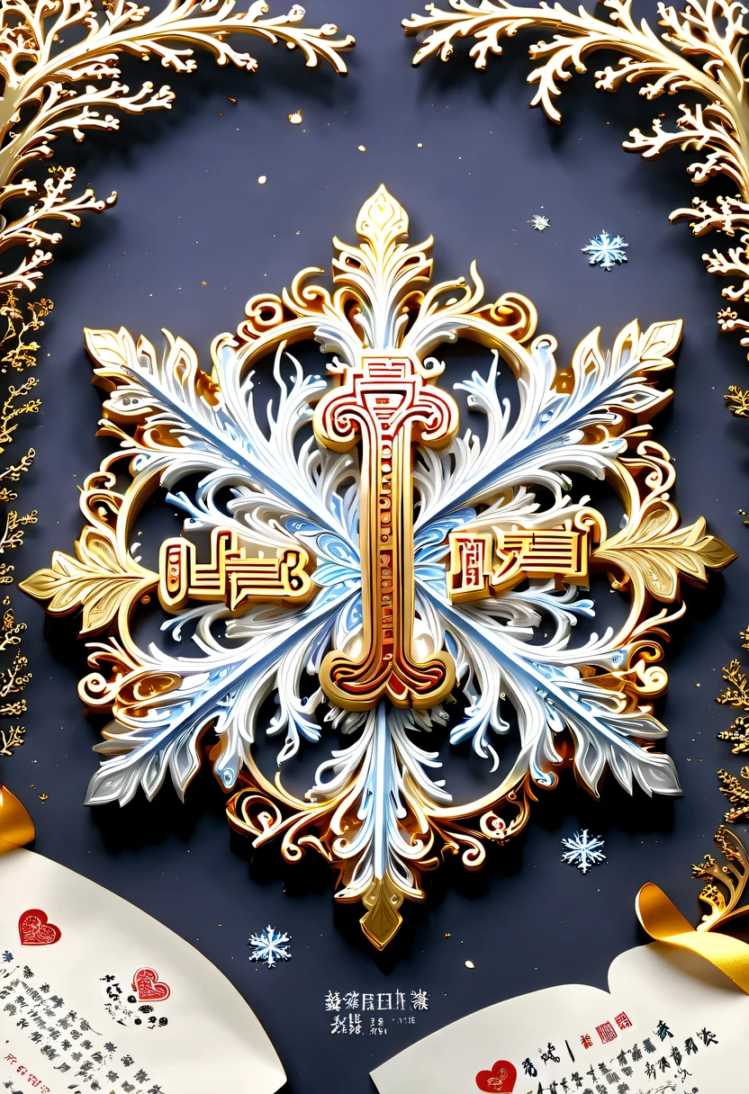 (8k, 16k, Award-winning, best quality, Highest resolution, Super details, high detail, anatomically correct, masterpiece, stunning beauty), (金属letter: 1.3), 火焰内的魔法letter , letter, Detailed decoration, Snowflake carving, exquisite craftsmanship , 英文letter, rare and precious, intricate details, 魔法letter由一种叫做山铜的金属制成, no gems, (text"I love you": 1.2), Impeccable, platinum, white, gold and silver, Trapped in a world of fire.