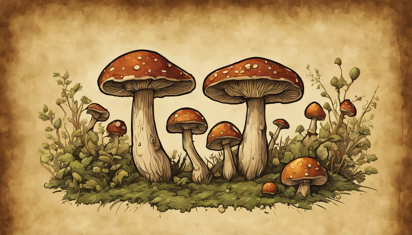 (best quality,4k,8k,highres,masterpiece:1.2),ultra-detailed,(realistic,photorealistic,photo-realistic:1.37),illustration,crude,hand-drawn,goblin-inspired font,mushroom-themed graphics,mossy textures,woodblock printing effect,detailed parchment paper background,aged and weathered appearance,vibrant color palette,fine detail depiction,shadow and highlights,creeping vine details,rough brush strokes,inky black outlines,whimsical and mischievous feel,gritty and organic textures,meticulously carved glyphs,bold and playful character designs,multitude of mushrooms,variety of shapes and sizes,spotted and striped patterns, dotted lines connecting the alphabets,3D effect on each letter,pixel art-inspired mushrooms,unique mushroom-themed symbols,hand-drawn borders and dividers,handwritten title "Goblin's Mushroom Font" in an ornate calligraphy style,intricate details on each letter,with a slight tilt,shaded edges,gouache painting style,captivating storytelling elements,compelling composition,charming and quirky illustrations,A to Z alphabet page,each character neatly arranged,different font sizes and weights,consistent spacing between letters and lines,scanned paper texture,paper grain effect,onion skin texture,vivid color gradients,playful typography style,hand-carved wooden frame around the page,subtle ink smudges,stylized goblin faces incorporated into some letters,soft and diffused lighting.