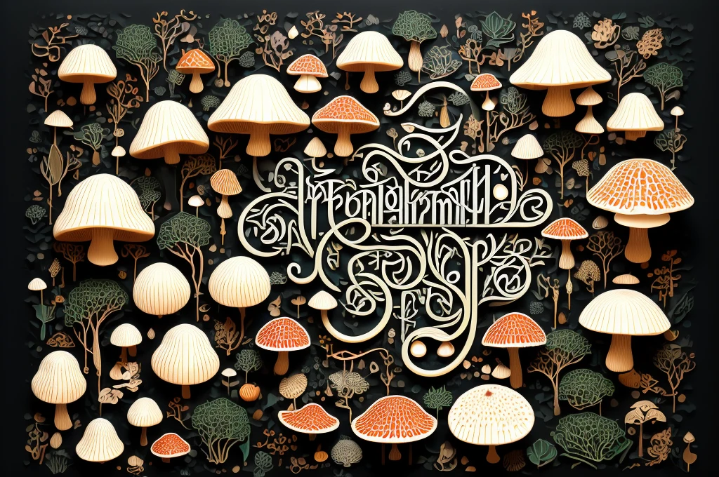 (best quality,4k,8k,highres,masterpiece:1.2),ultra-detailed,(realistic,photorealistic,photo-realistic:1.37),illustration,crude,hand-drawn,goblin-inspired font,mushroom-themed graphics,mossy textures,woodblock printing effect,detailed parchment paper background,aged and weathered appearance,vibrant color palette,fine detail depiction,shadow and highlights,creeping vine details,rough brush strokes,inky black outlines,whimsical and mischievous feel,gritty and organic textures,meticulously carved glyphs,bold and playful character designs,multitude of mushrooms,variety of shapes and sizes,spotted and striped patterns, dotted lines connecting the alphabets,3D effect on each letter,pixel art-inspired mushrooms,unique mushroom-themed symbols,hand-drawn borders and dividers,handwritten title "Goblin's Mushroom Font" in an ornate calligraphy style,intricate details on each letter,with a slight tilt,shaded edges,gouache painting style,captivating storytelling elements,compelling composition,charming and quirky illustrations,A to Z alphabet page,each character neatly arranged,different font sizes and weights,consistent spacing between letters and lines,scanned paper texture,paper grain effect,onion skin texture,vivid color gradients,playful typography style,hand-carved wooden frame around the page,subtle ink smudges,stylized goblin faces incorporated into some letters,soft and diffused lighting.