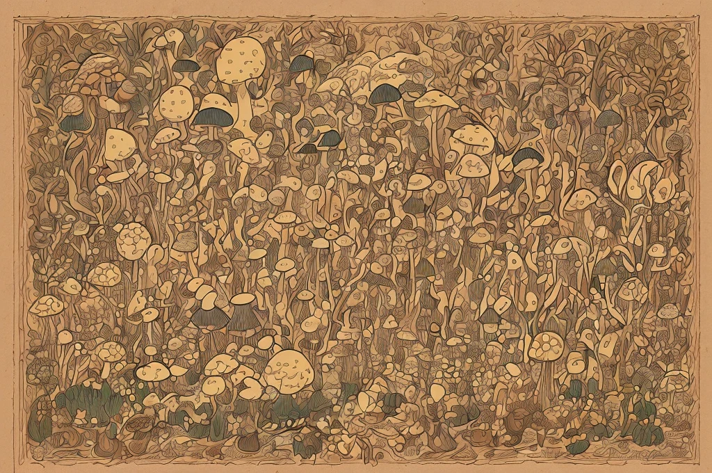 (best quality,4k,8k,highres,masterpiece:1.2),ultra-detailed,(realistic,photorealistic,photo-realistic:1.37),illustration,crude,hand-drawn,goblin-inspired font,mushroom-themed graphics,mossy textures,woodblock printing effect,detailed parchment paper background,aged and weathered appearance,vibrant color palette,fine detail depiction,shadow and highlights,creeping vine details,rough brush strokes,inky black outlines,whimsical and mischievous feel,gritty and organic textures,meticulously carved glyphs,bold and playful character designs,multitude of mushrooms,variety of shapes and sizes,spotted and striped patterns, dotted lines connecting the alphabets,3D effect on each letter,pixel art-inspired mushrooms,unique mushroom-themed symbols,hand-drawn borders and dividers,handwritten title "Goblin's Mushroom Font" in an ornate calligraphy style,intricate details on each letter,with a slight tilt,shaded edges,gouache painting style,captivating storytelling elements,compelling composition,charming and quirky illustrations,A to Z alphabet page,each character neatly arranged,different font sizes and weights,consistent spacing between letters and lines,scanned paper texture,paper grain effect,onion skin texture,vivid color gradients,playful typography style,hand-carved wooden frame around the page,subtle ink smudges,stylized goblin faces incorporated into some letters,soft and diffused lighting.