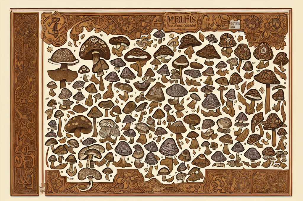 (best quality,4k,8k,highres,masterpiece:1.2),ultra-detailed,(realistic,photorealistic,photo-realistic:1.37),illustration,crude,hand-drawn,goblin-inspired font,mushroom-themed graphics,mossy textures,woodblock printing effect,detailed parchment paper background,aged and weathered appearance,vibrant color palette,fine detail depiction,shadow and highlights,creeping vine details,rough brush strokes,inky black outlines,whimsical and mischievous feel,gritty and organic textures,meticulously carved glyphs,bold and playful character designs,multitude of mushrooms,variety of shapes and sizes,spotted and striped patterns, dotted lines connecting the alphabets,3D effect on each letter,pixel art-inspired mushrooms,unique mushroom-themed symbols,hand-drawn borders and dividers,handwritten title "Goblin's Mushroom Font" in an ornate calligraphy style,intricate details on each letter,with a slight tilt,shaded edges,gouache painting style,captivating storytelling elements,compelling composition,charming and quirky illustrations,A to Z alphabet page,each character neatly arranged,different font sizes and weights,consistent spacing between letters and lines,scanned paper texture,paper grain effect,onion skin texture,vivid color gradients,playful typography style,hand-carved wooden frame around the page,subtle ink smudges,stylized goblin faces incorporated into some letters,soft and diffused lighting.
