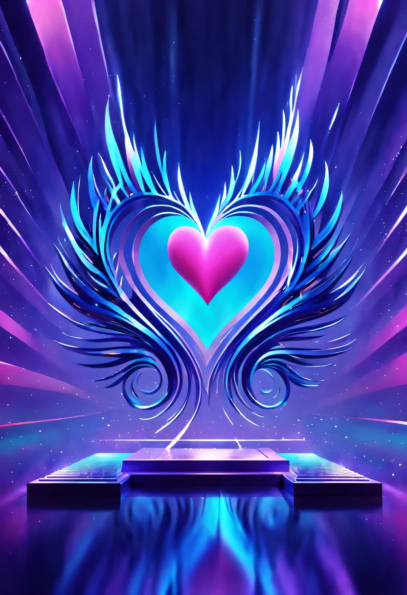 screenshot of landscape("I love you":1.9)Iron word design.gradient background,streamline、complex symmetry、Elegant and gorgeous、Beautifully unique、Sci-fi future、Mechanical texture、bright、Mesh details、Golden luster、sharp edge,Mechanical structure,High-tech equipment,magical text,cyberpunk,Holographic projection,fault art,mechanical aesthetics,neon lights,laser light,fluorescence,glow effect,liquid metal,copper plate engraving,Unreal Engine