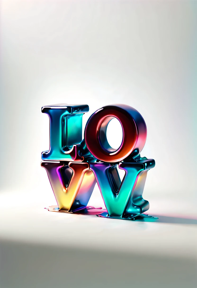 (3D font design,text"like":1.8),Metallic feeling,retro cyberpunk,Surrealism,Arthur effect, Transparent body, Gradient translucent glass melt, Caustics, Transparent glass texture, rainbow colors, Designed by Dieter Rams, simple, Shining with rich details, White background, industrial design, The studio lights up, c4d, Overclocked renderer, clean shadow, 4k edge light,art station,8k,soft light,soft contrast,incredible art,Wallop,artistic sprout,
