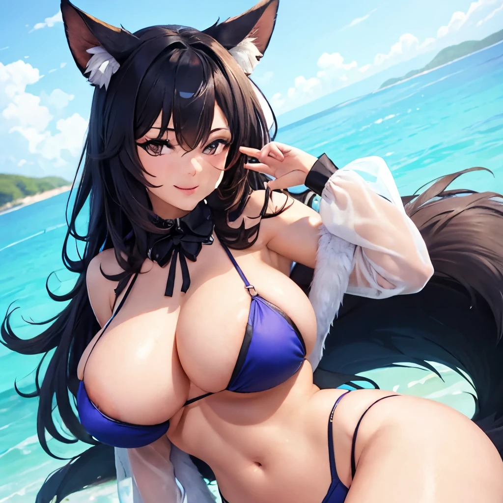Beautiful furry in bikini, sexy body, detailed big breasts ,