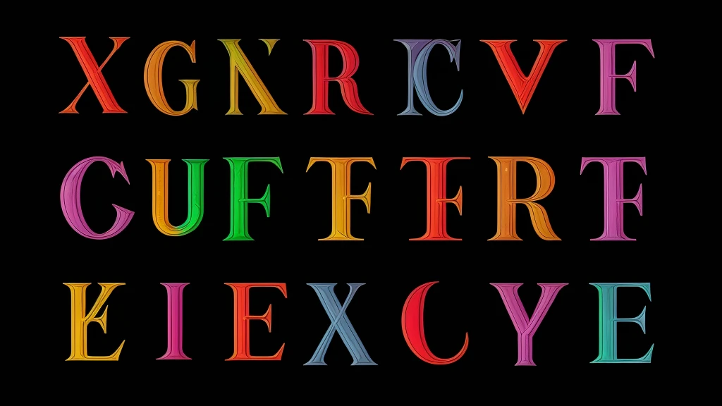 An insane goblin with a box of multicolored crayons scribbles the alphabet A to Z, upper and lower case, show full alphabet, this is for a font design