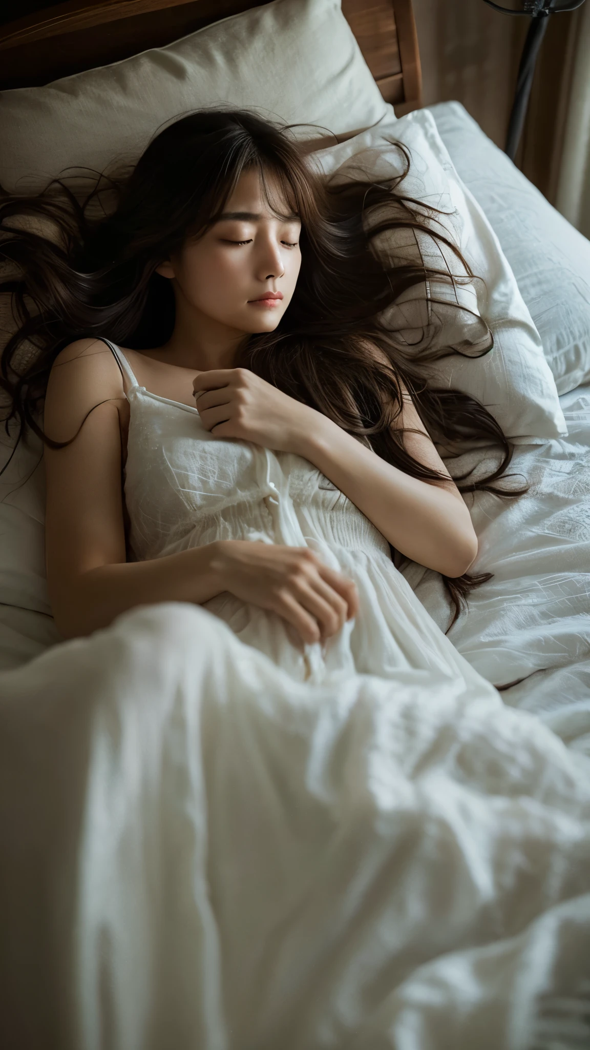woman,charger,beautiful,Bewitching,mysterious,tired,long hair,Charging your smartphone,womanが充電されている,looking down