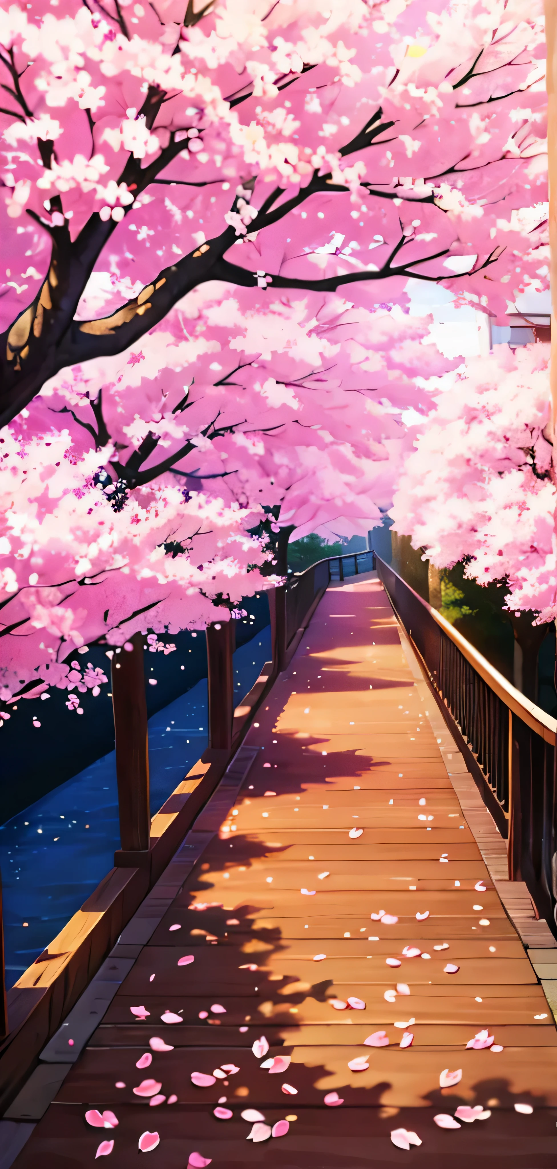 background in cherry sakura style, love and romance, the path of love