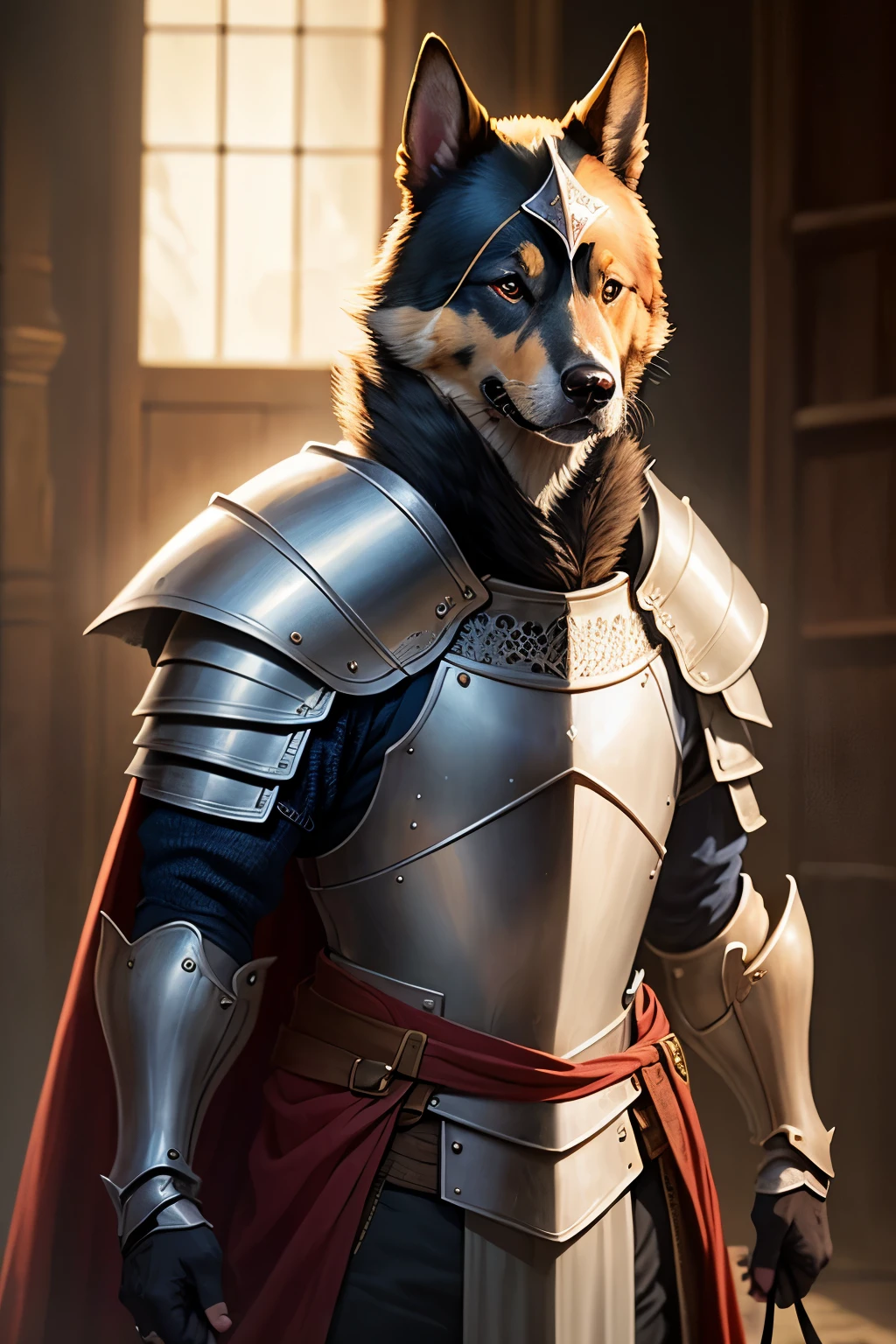 Human-faced dog knight