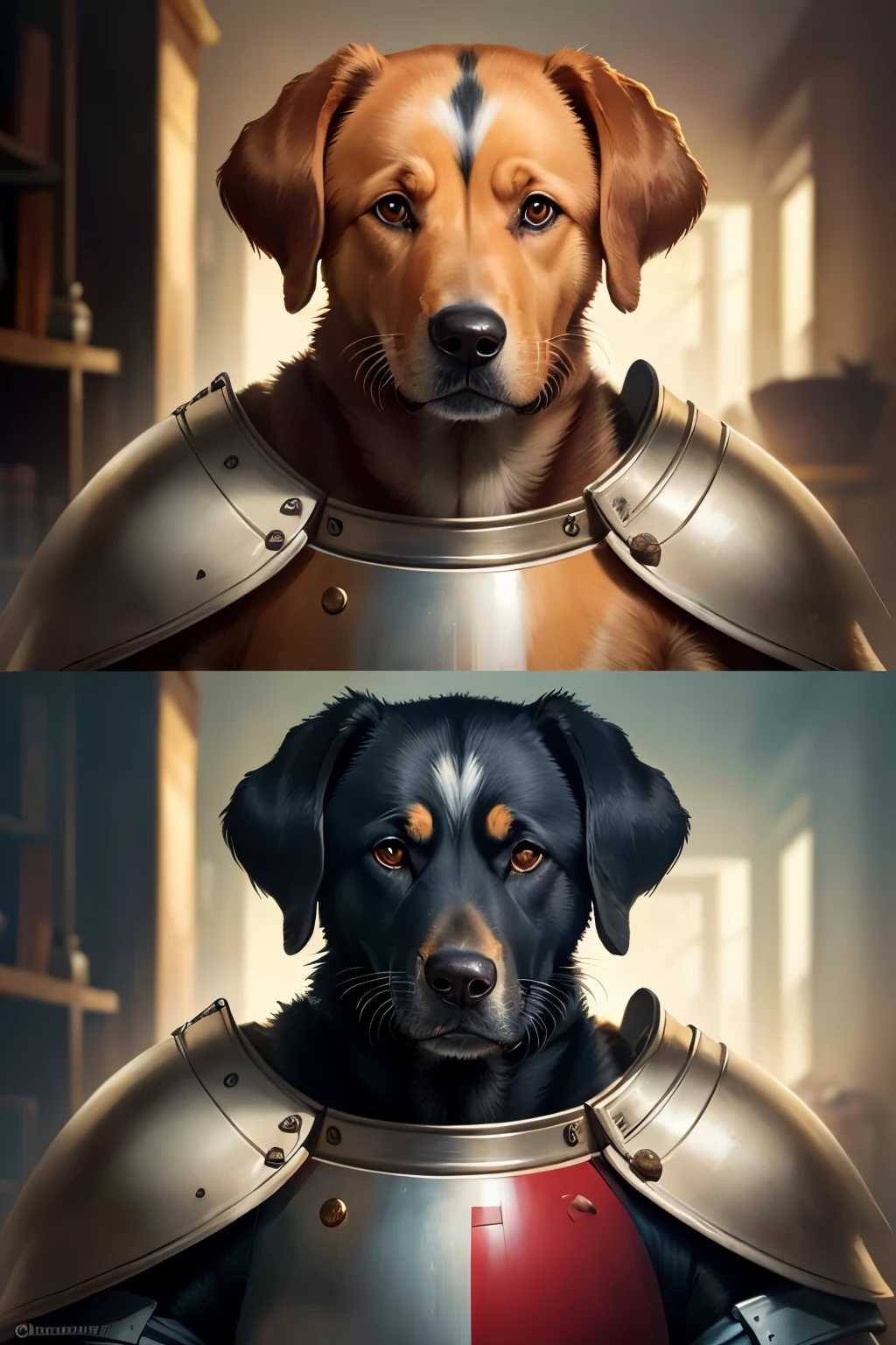 Human-faced dog knight