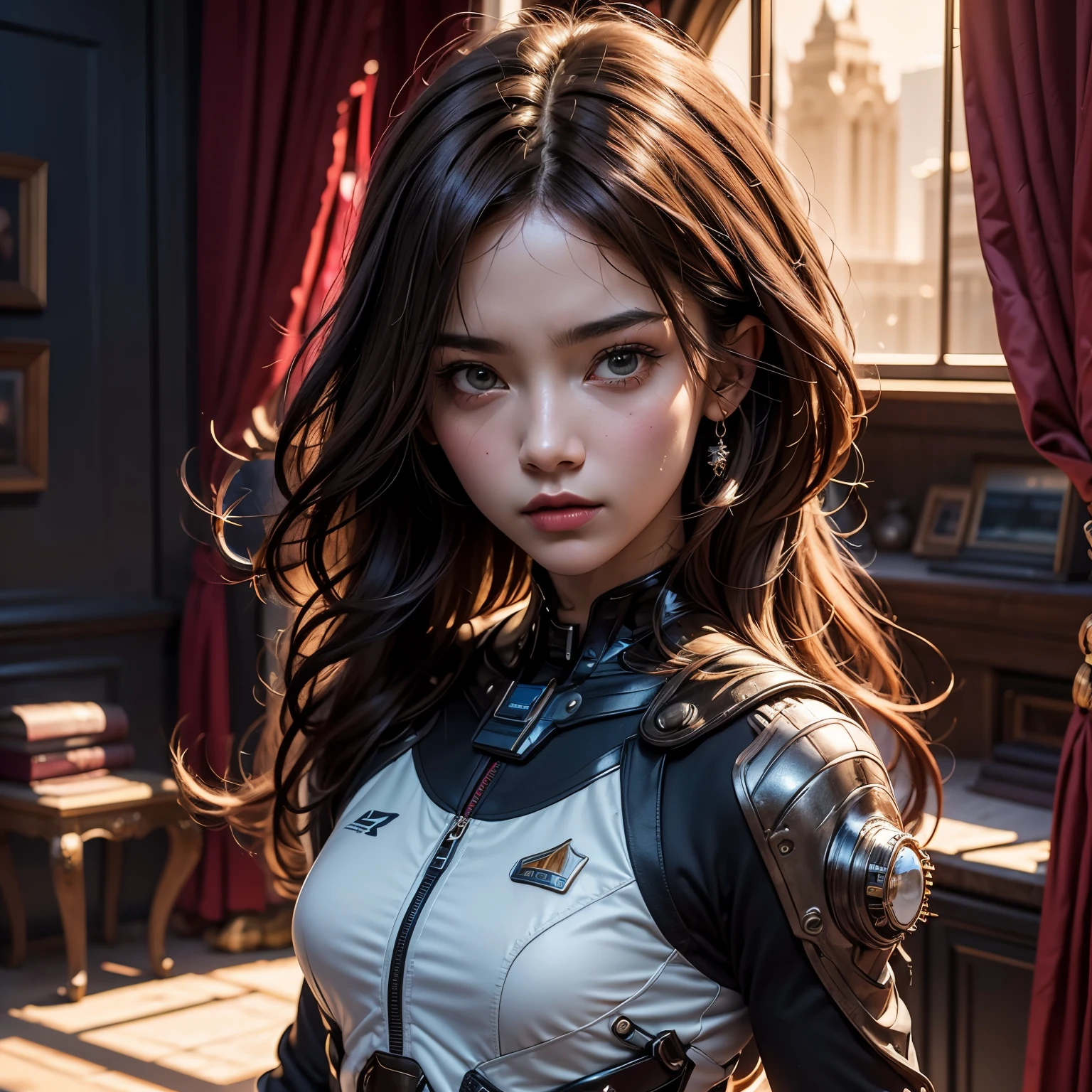 Realism, masterpiece, accurate, best quality. ((Best quality)), (masterpiece)), (details: 1.4), 3d, Portrait of a beautiful 16-year-old, redhead, gorgeous Chinese, in cotton panties, at the door, ( dark personal account, dark and melancholic light: 1.2Absurd solution, High definition, (masterpiece: 1.4), Ultra detailed, Beautiful girl 1 person, Futuristic girl image, Sparkling brown hair, beautiful brown eyes, beautiful face, 16 years old, spaceship, Floating, small, spacesuit, spaceship, window, future, dynamic pose, change of clothes.
Ожидание начала 

