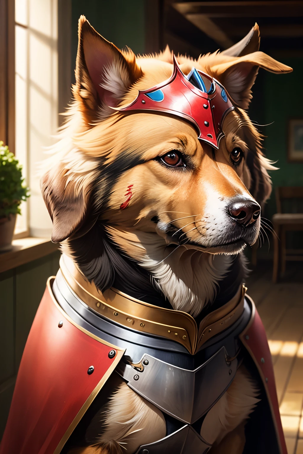 Human-faced dog knight