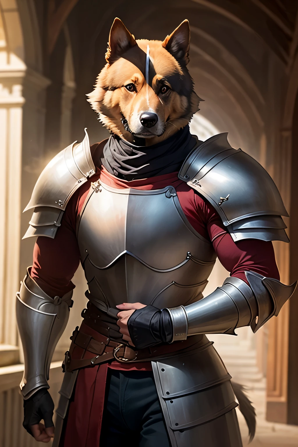 Human-faced dog knight