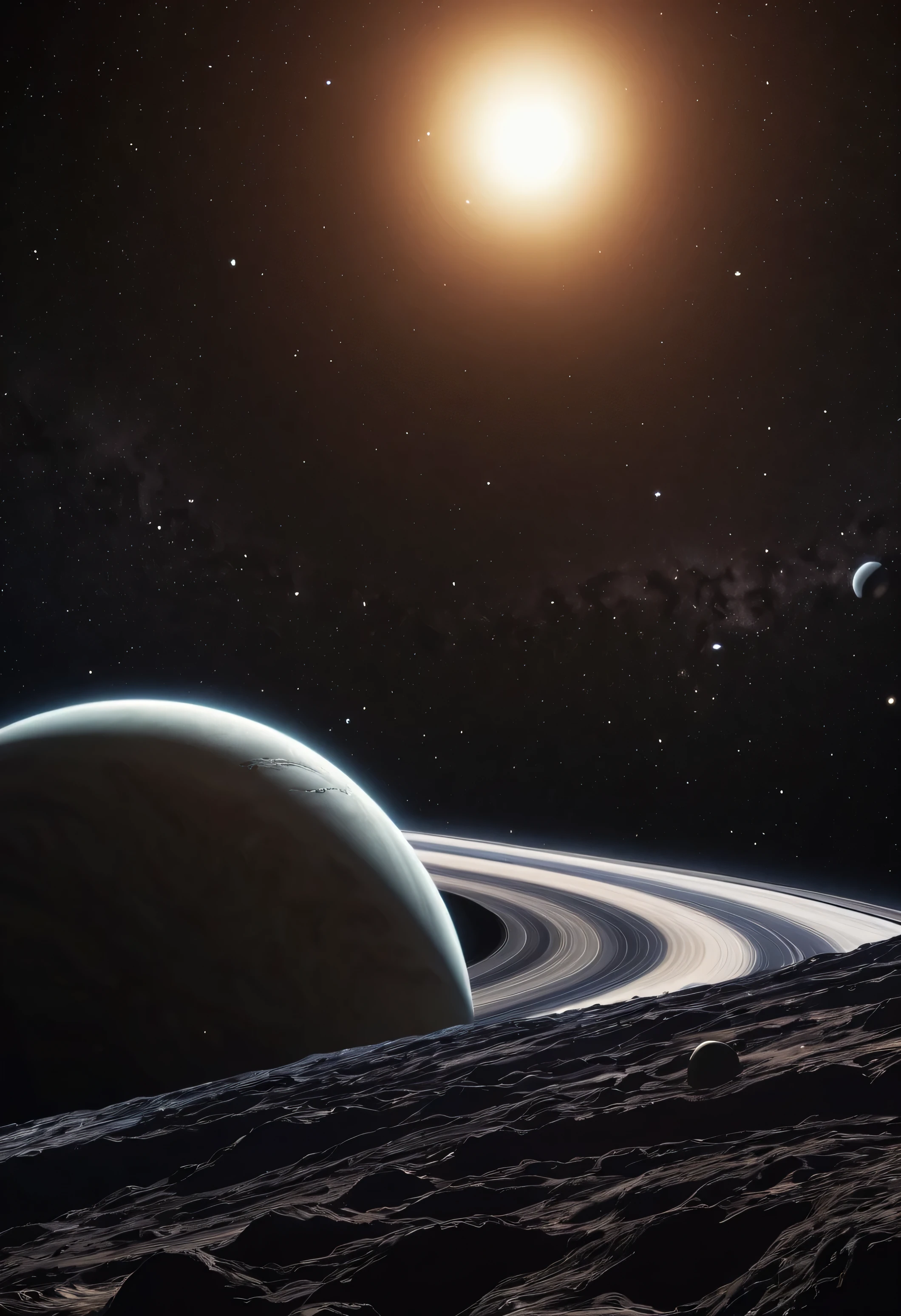 8 Tausend, filmisch, Freiraum, Sterne, Sonnensystem, Saturn in weiter Ferne, Epos