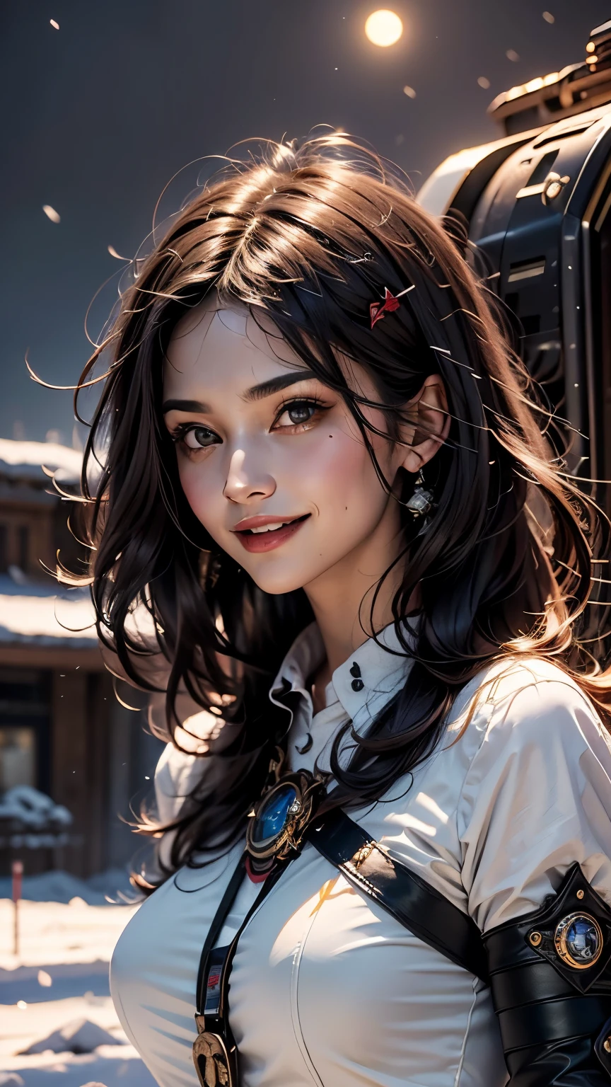 Realism, masterpiece, accuracy, best quality. ((Best quality)), (masterpiece)), (details: 1.4), 3D, Young tall thin man with a handsome face with perfect thin features, long black hair, red eyes, beautiful facial features, vampire, grin-smile, in snow-white shirt. (snow-covered field). (full moonlight, dark and melancholic light: 1.2Absurd solution, High definition, (masterpiece: 1.4), Ultra detail, 1 person, Futuristic vampire image, Sparkling dark hair, beautiful brown eyes, beautiful face, spaceship, Floating, spacesuit, spaceship, window, future, dynamic pose, change of clothes.A young tall thin man with a handsome face with perfect thin features, long black hair, red eyes, beautiful facial features, a vampire, a grin-smile, in the snow - a white shirt.
