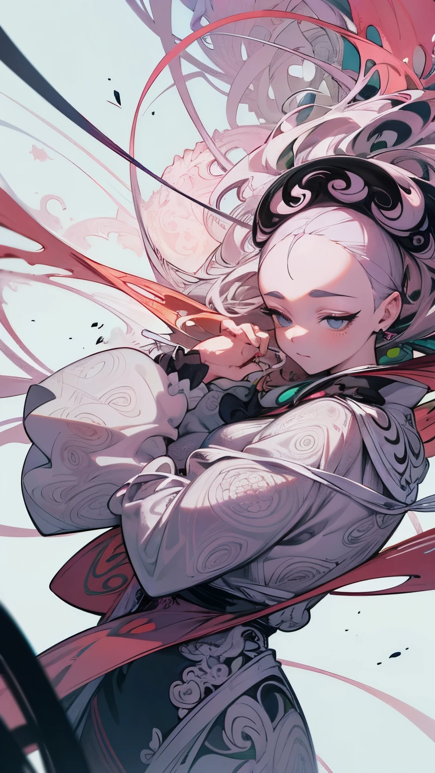 official art, unity 8k wallpaper, super detailed, beautiful and aesthetic, masterpiece, highest quality, (zentangle, mandala, tangle, entangle), (fractal art:1.3) , 1 girl, very detailed, dynamic angle, cowboy shot, the most beautiful form of chaos, elegant, brutal designer, Bright colors, romanticism, Written by James Jean, robbie dowi antono, Los Tran, francis bacon, Michael Mraz, Adrian's genius, Petra Cortright, Gerhard Richter, takato yamamoto, ashley wood, in the atmosphere, ??????? of notes, Streaming notes are displayed