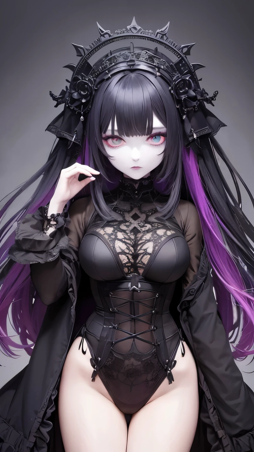 official art, Don&#39;t show any skin、unity 8k wallpaper, super detailed, beautiful, beautiful, ((new goth gal:1.4)), masterpiece, highest quality, dark, in the atmosphere, Mysterious, romantic, Spooky, literature, art, fashion, victorian, decoration, Complex, ironwork, race, contemplation, depth of emotion, Supernatural, 1 girl, alone, hip
