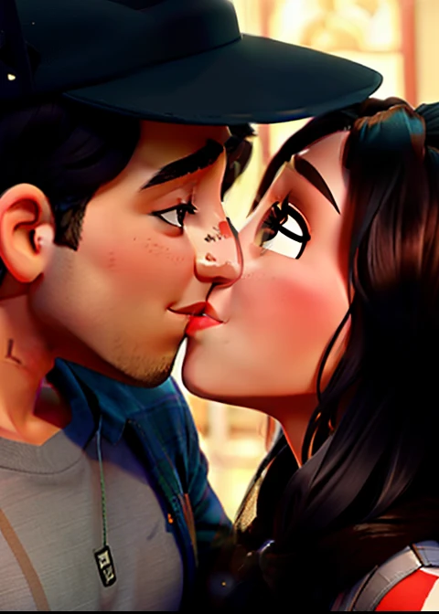 Homem e mulher se beijando