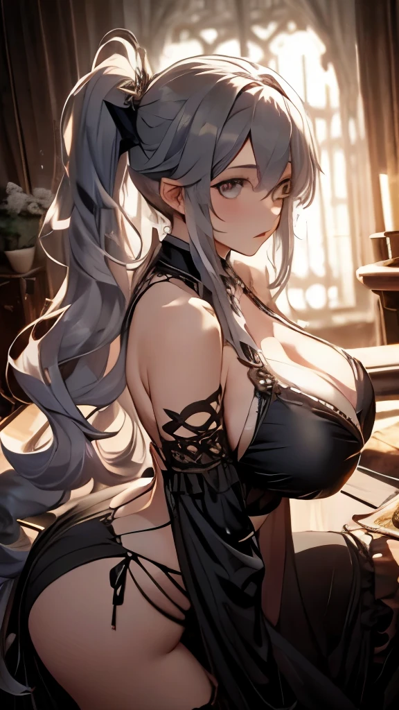 Beautiful young girl looking at camera, ((fisheye photo)), perfect detailed face, Conan the barbarian, wilderness background, barbarian soldier sexy outfit, underwear detailed muscles realistic masterpiece gigantic breasts, hardnipples protruding, Ecchi, young sexy ta girl,shot from above, perfect legs, perfect arms perfect eyes, ((long white hair with 2 ponytails)), huge eyes,