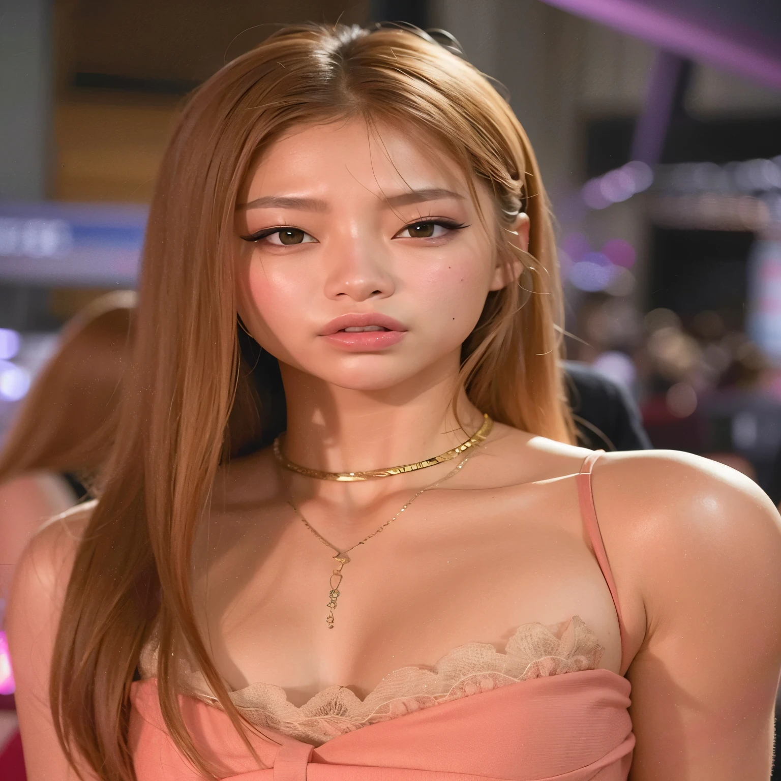 Jennie Kim pelirroja con ojos verdes y labios rojisos , 