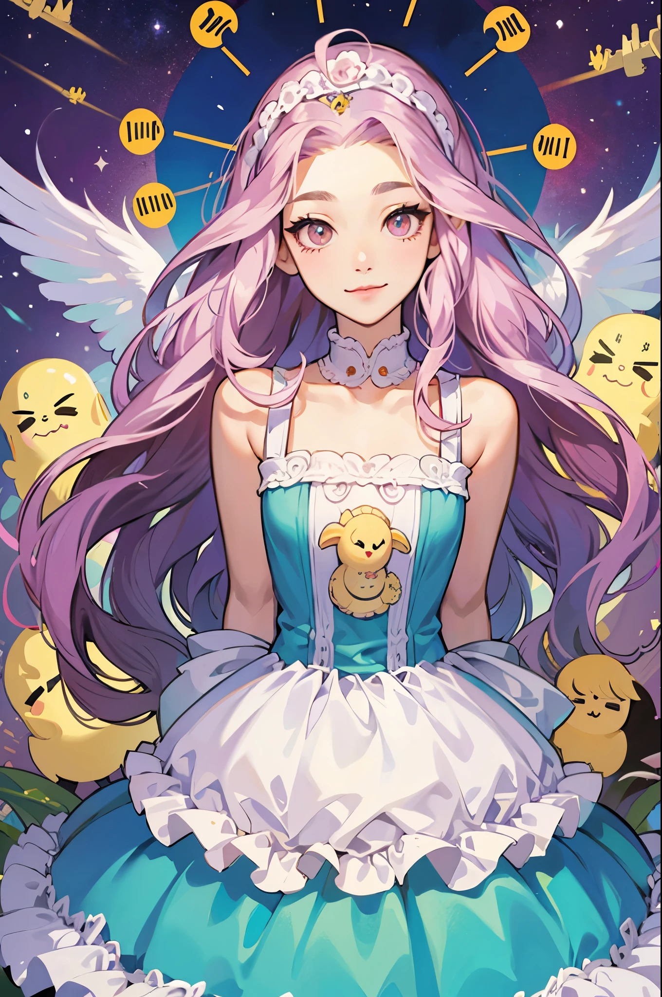 linda chica ,pecho grande,kawaii,(chica medusa:1.2), arms behind the back,submarino,vestido con volantes,