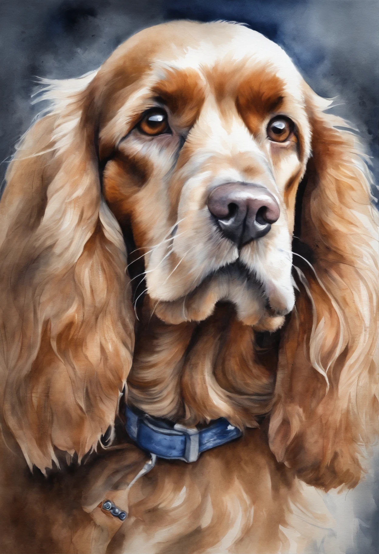 airbrush painting of a female cocker spaniel pet with tongue sticking out