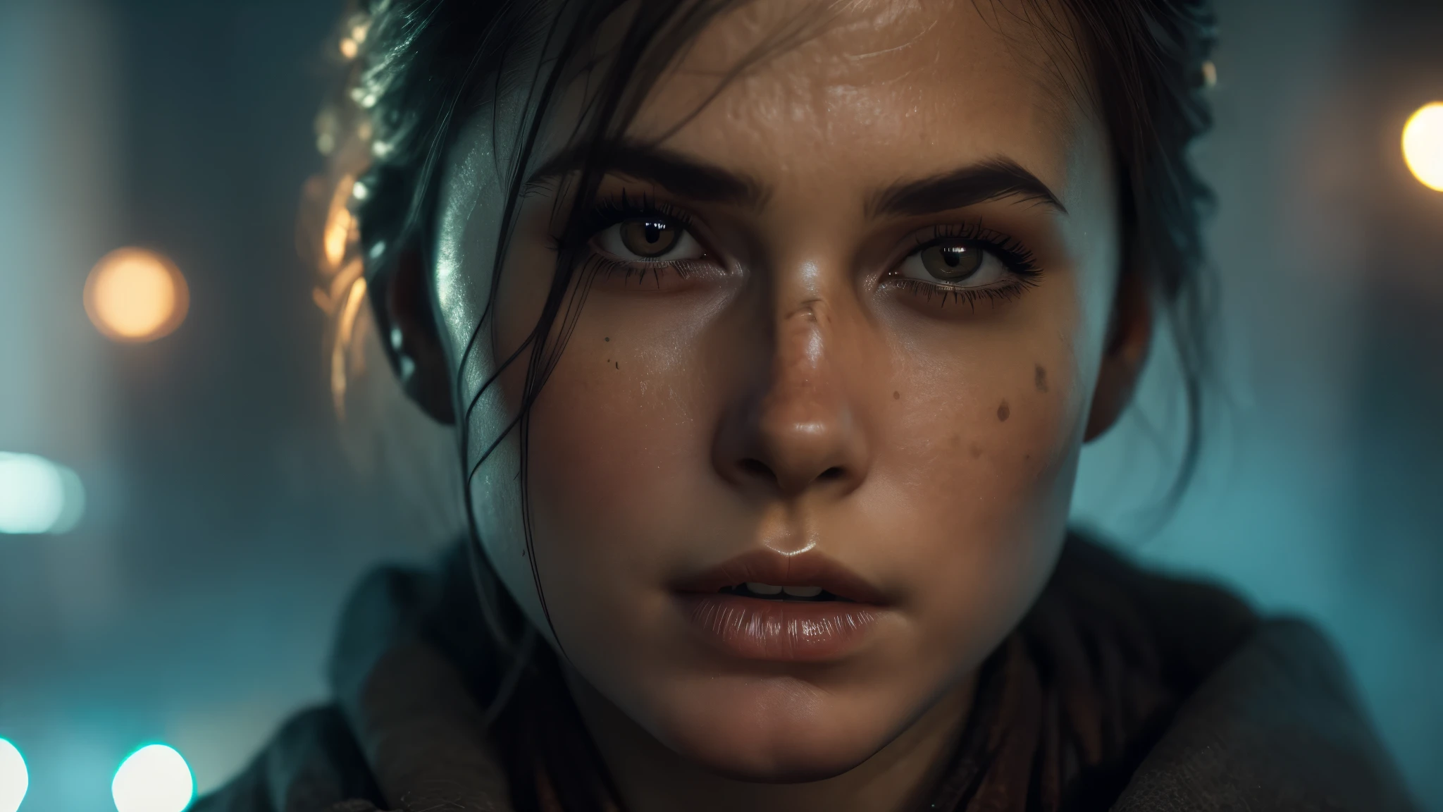 (((Photorealistic))), Photo, high quality, (ultra-detailed face and eyes: 1.4),(Based on the game the plague tales), ((Photorealistic)), Photo, cinematic, intricate frame, 1 girl, ((Amicia from the game the plague tales)), ((medieval ruined city)), it's raining, ((ultra detailed)) full length