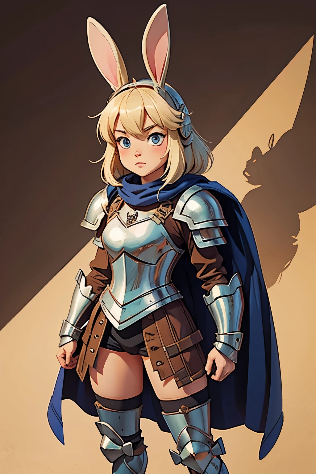 Cute rabbit in armor in manga style