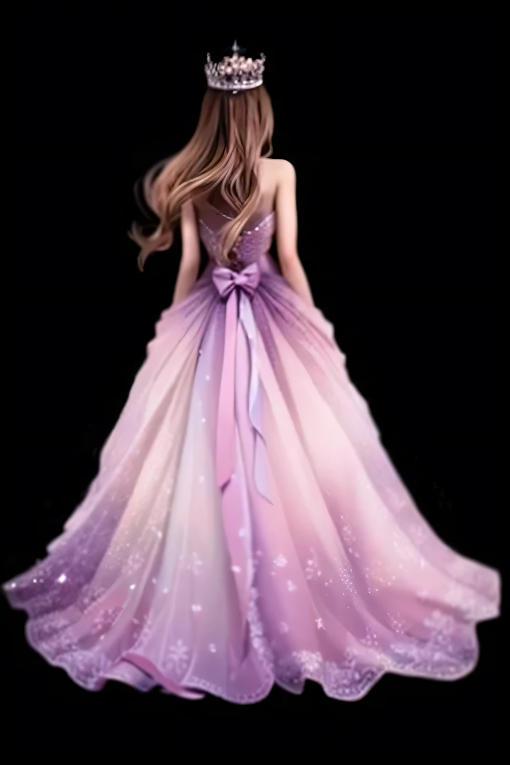 A closeup of a woman in a dress with a crown on her head, dressed beautiful vestido, magic dress, wearing a magnificent dress, vestido, flowing vestido, beautiful vestido, garota de vestido, vestido de roxo, linda linda arte digital, em longos vestidos rosa ou violeta, usando um vestido maravilhoso, vestido e rosto detalhados, lindo estilo de desenho, vestido de fantasia