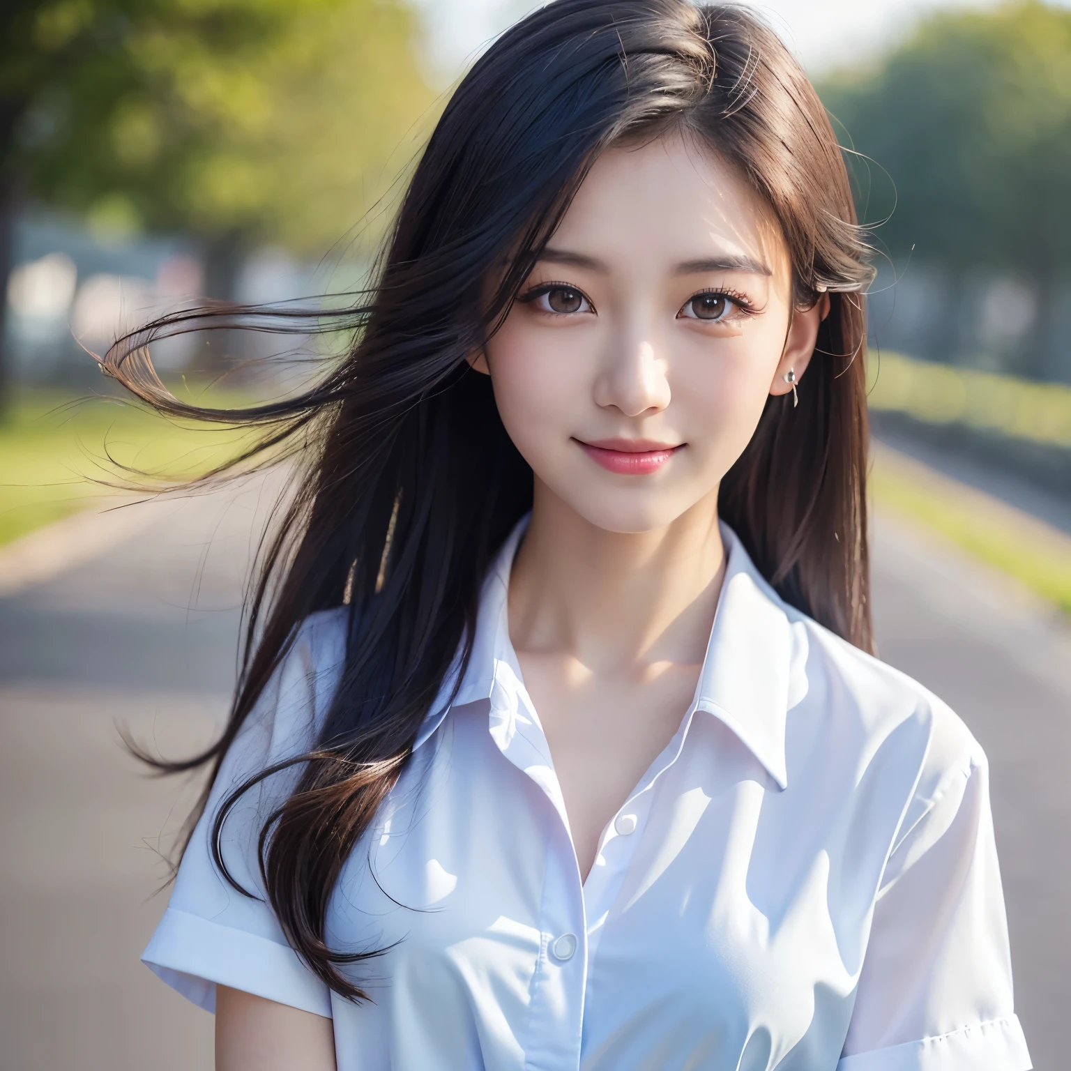 (Buttons that match the length of the shirt: 1.2), (Rain-soaked white shirt), (Unbuttoned shirt: 1.1), big, Deep valley, highest quality, masterpiece, figure, Very delicate and beautiful, Very detailed, CG, Unity, 8k wallpaper, wonderful, The finer details, Very detailedな CG Unity 8k 壁紙, ファイルサイズがbig, Very detailed, High resolution, Handsome detailed woman, Very detailedな目と顔, Stunning eye for detail, Face Light, (best figure: 1.1), (Best Shadow: 1.1), ultra High resolution, (Realistic: 1.1), (Realistic 1.2: 1.1), Realistic Face Proportions, slim, smile, (compensate: 0.4), (fluffy Iris: 1.21), Iris, Viewer&#39;s gaze, Dark brown hair, Bob Hair, Earrings, Cowboy Shot, (Irregular skin defects, vein, Wrinkles on the skin: pores: 1.2), (Dark Night Background: 1.2), (Bokeh: 1.4), shade, Outdoor