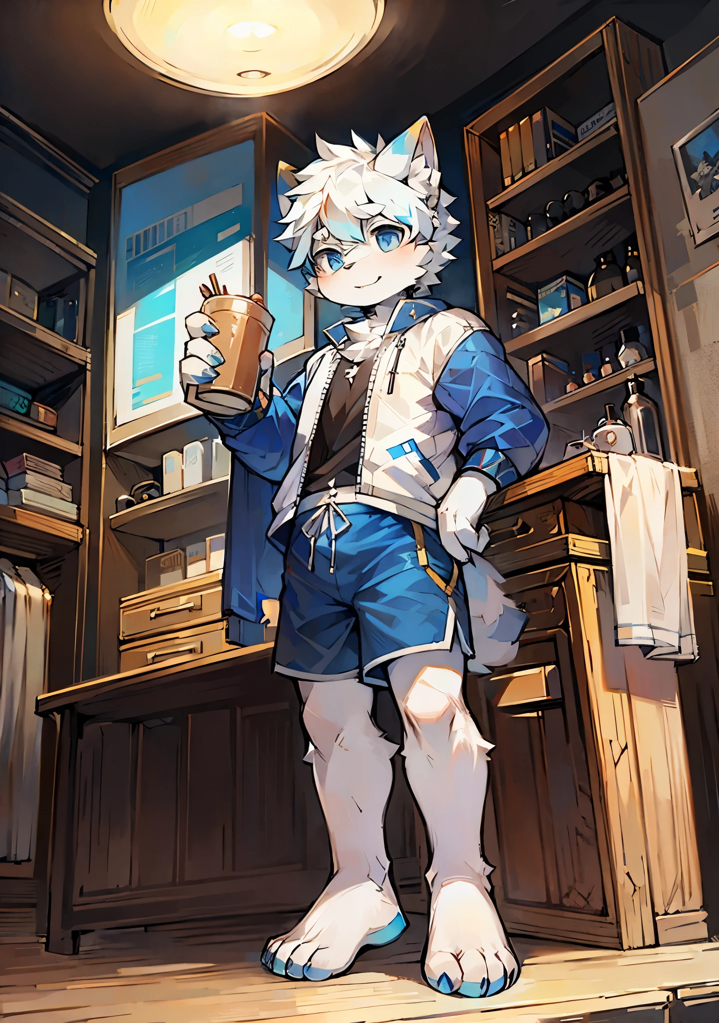 hairy，white，wolf tail