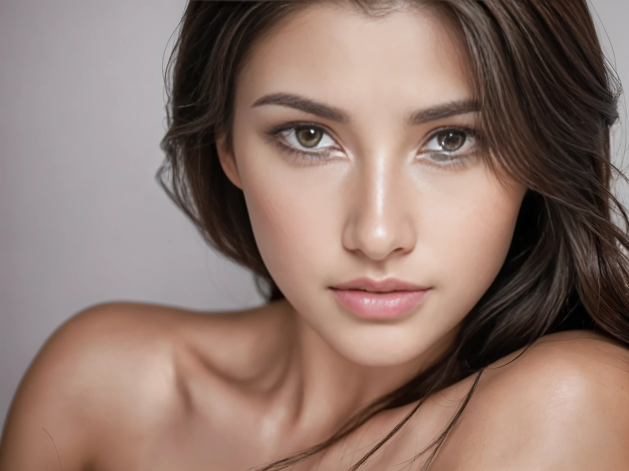 (highest quality, 4k, masterpiece: 1.3), Beautiful woman, 1 female, (chest, attractive body: 1.2), abs: 1.1, dark brown hair: 1.1, ( 1.2), super detailed face, lip details, fine eyes, double eyelid, delicate strobe placement,photography studio, simple, スタイリッシュなphotography studio
