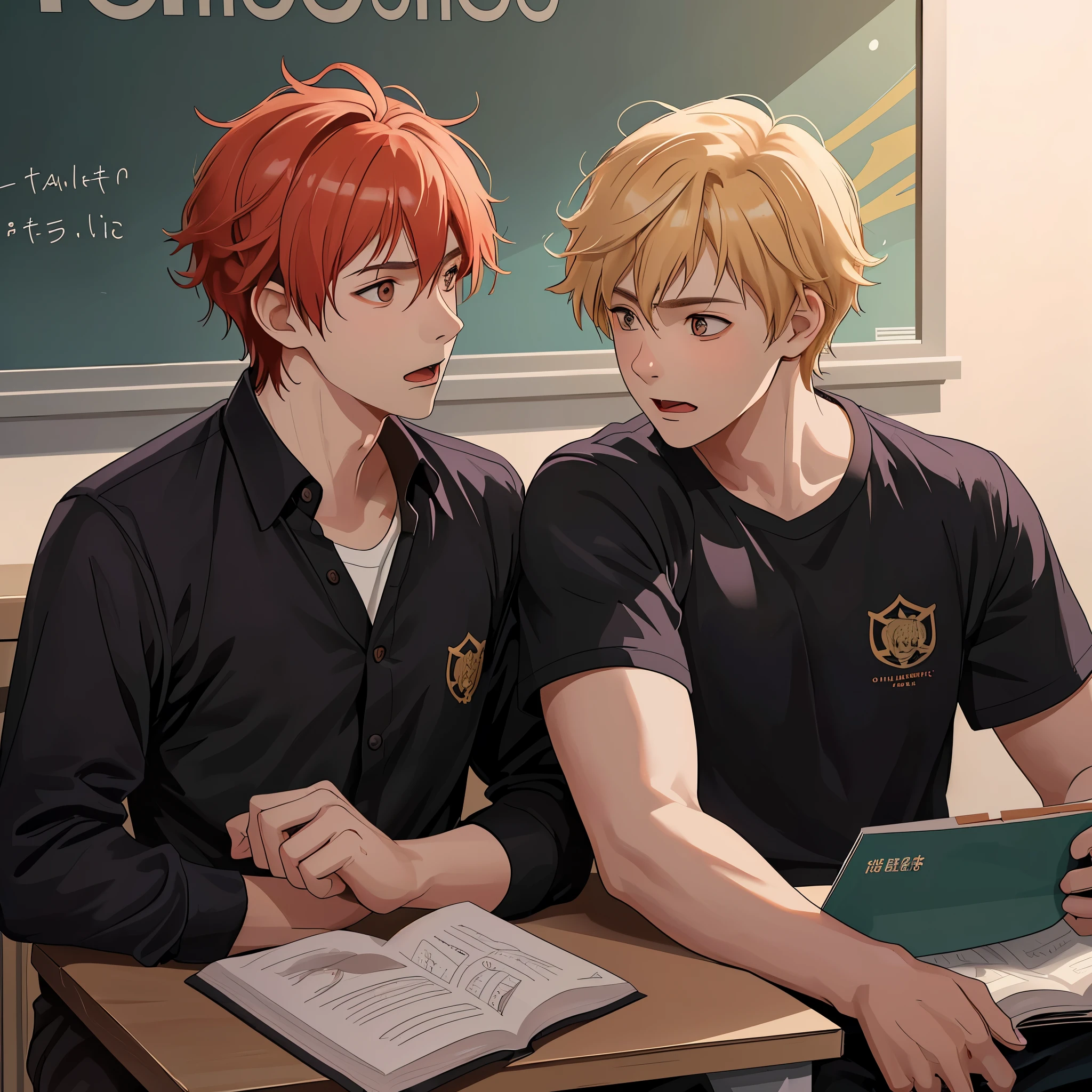 Anime characters sitting at a table with a book and a book - SeaArt AI