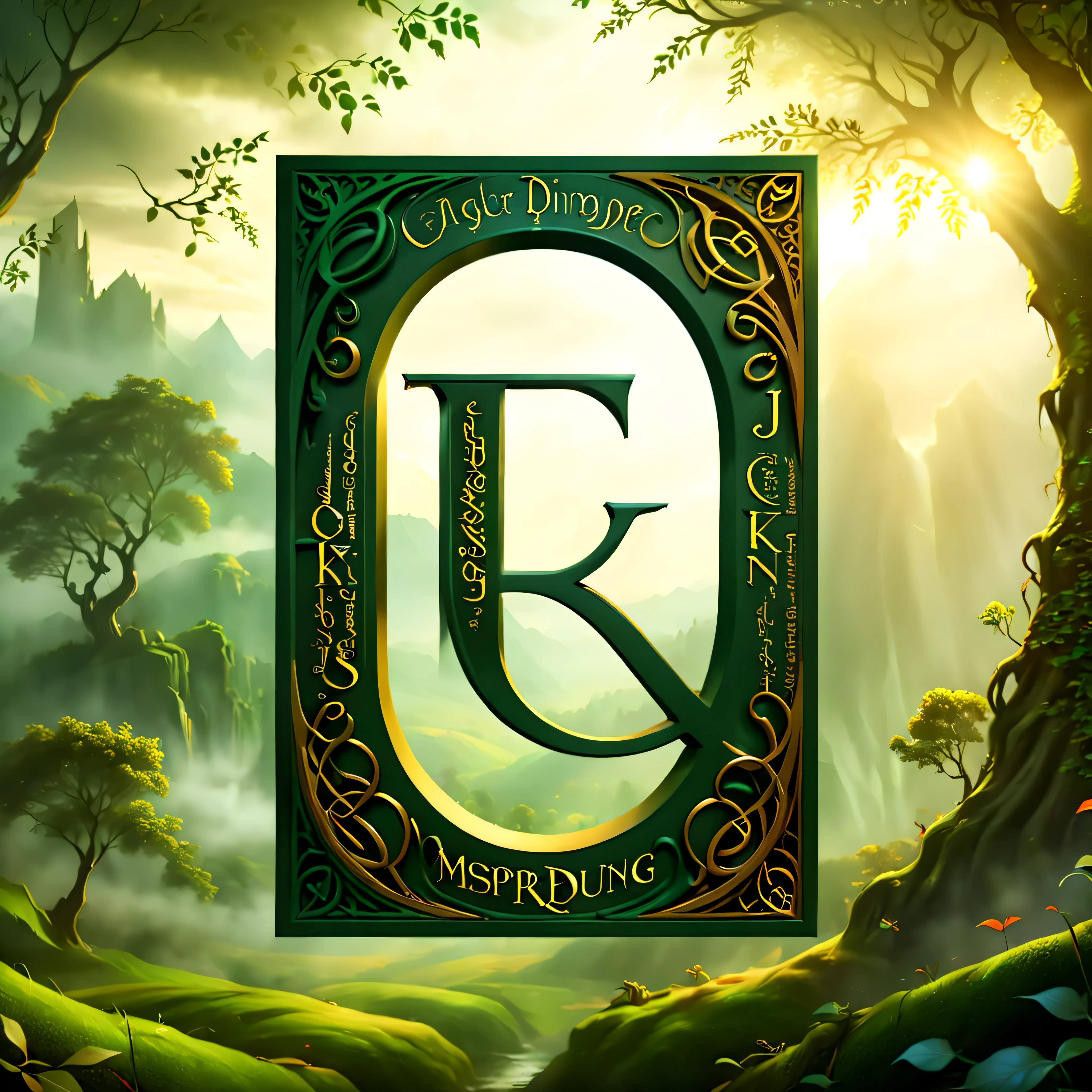 ((Alphabet pamphlet):1.2), ((Alphabet wallpaper):1.3), Develop a font design inspired by Elven inscription of Lord of the Rings, (best quality,4k,8k,highres,masterpiece:1.2),