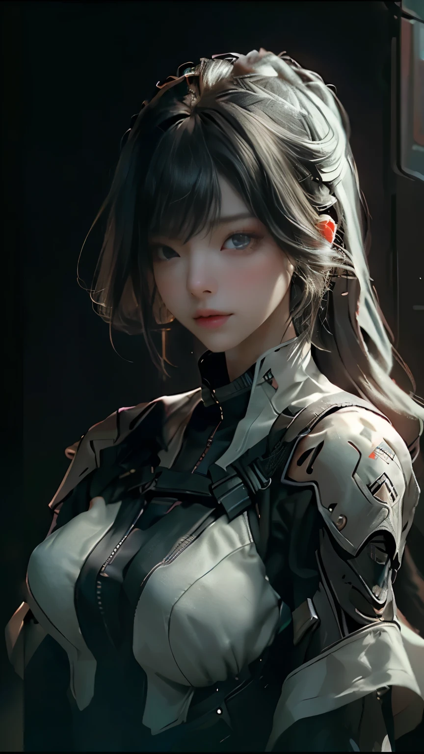 ((Best quality)), ((masterpiece)), (detailed:1.4), 3D, an image of a beautiful cyberpunk female,HDR (High Dynamic Range),Ray Tracing,NVIDIA RTX,Super-Resolution,Unreal 5,Subsurface scattering,PBR Texturing,Post-processing,Anisotropic Filtering,Depth-of-field,Maximum clarity and sharpness,Multi-layered textures,Albedo and Specular maps,Surface shading,Accurate simulation of light-material interaction,Perfect proportions,Octane Render,Two-tone lighting,Wide aperture,Low ISO,White balance,Rule of thirds,8K RAW, cool beauty,tall female,Precisely expresses details such as face and skin texture,beautiful eye, double eyelid,delicate skin,slender body shape,alone,big breasts,whole body ,