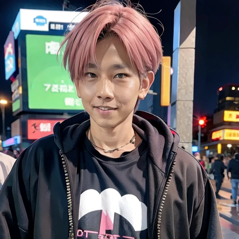 A Cute Boy, Cyberpunk Style,Wearing a hoodie shirt,HD resolution,High quality
