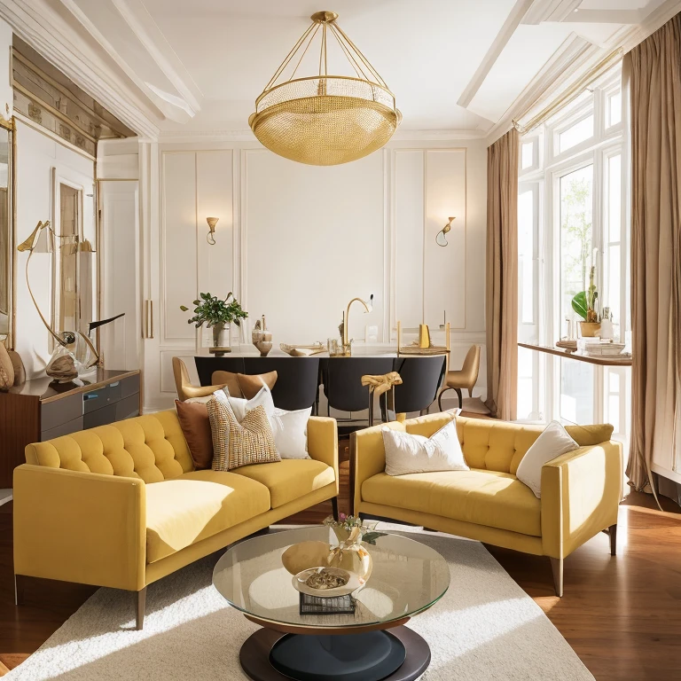 luxury bedroom, masterpiece, best quality, super detail, ultra high resolution, raw photo, 8k, modern living room, ( fabric sofa), (fabric pillow), imitation stone plastic paneling, brown and white, luxury, enchanting light style, light yellow and light black, combination of traditional and modern, light soft atmosphere, hard lines, masterpiece, surreal, 32k, extremely detailed Best quality CG unity 8k wallpaper INFO