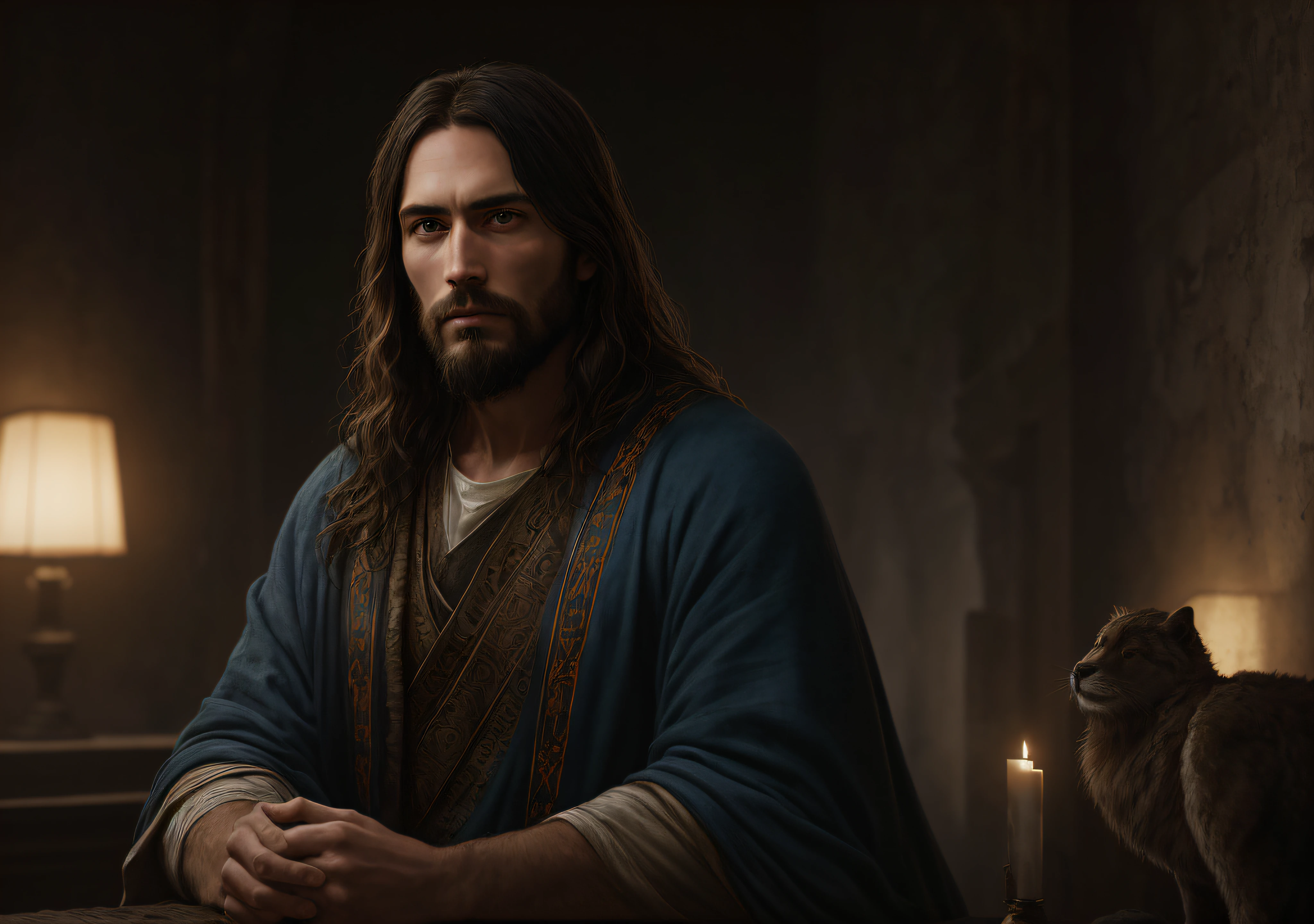 JESUS CHRIST near dark photo of Noah's ark: realistic epic, soft cinematographic portrait, adobe lightroom, Photo laboratory, altamente detalhado, Desaparecido, arte de Greg Rutkowski e Artgerm, cores neutras: 1.2), (hdr: 1.4), (cores suaves:1.2), hiperdetalhado, (art station:1.4), cinematographic, luzes quentes, dramatic light, (detalhes intrincados:1.1), fundo complexo, (rutkowski:0.66), (azul e laranja:0.4