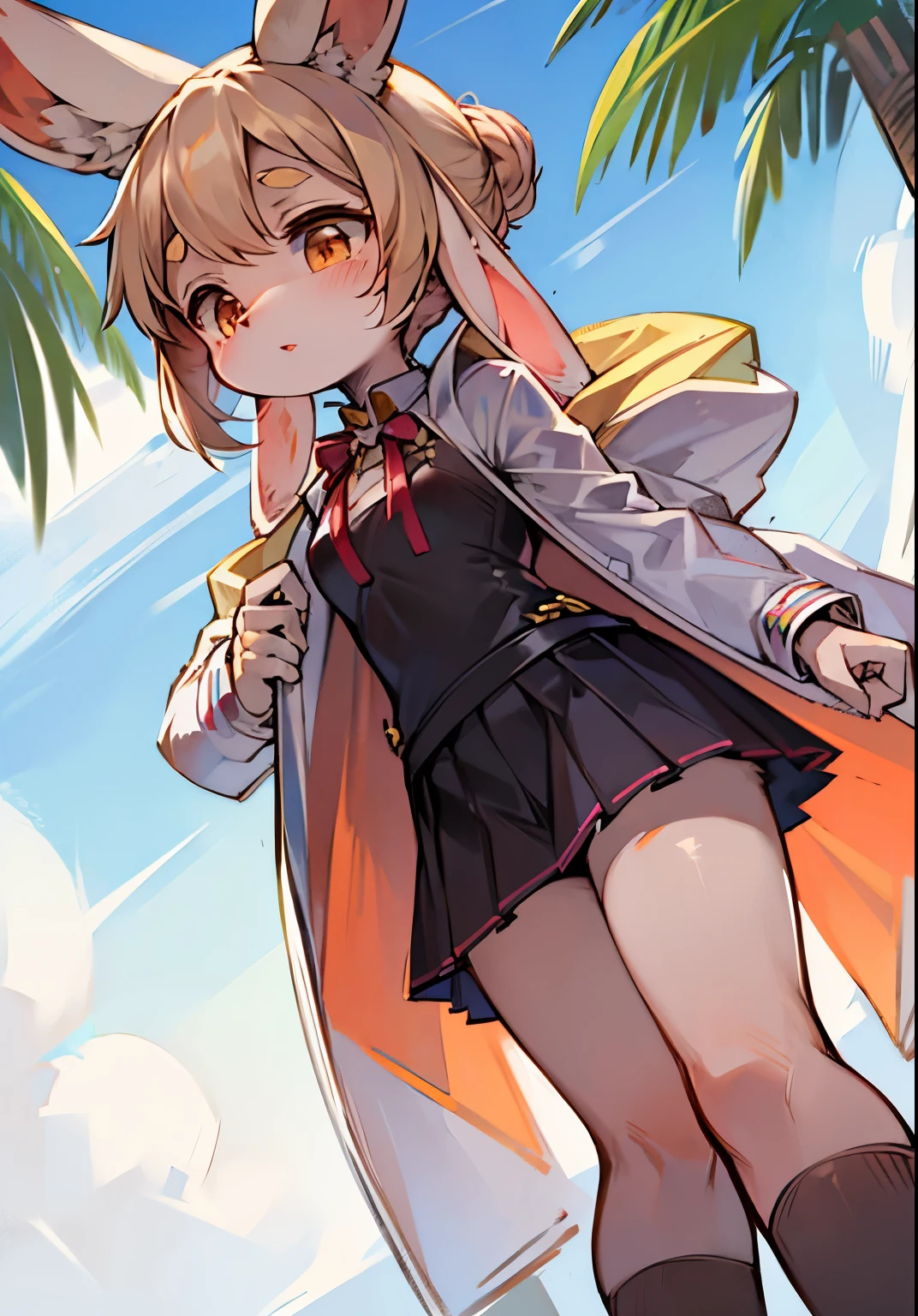 Bunny Girl,Rabbits have long ears,female focus,Furry women ,Furry ,One meter six height,summer coat,short skirt