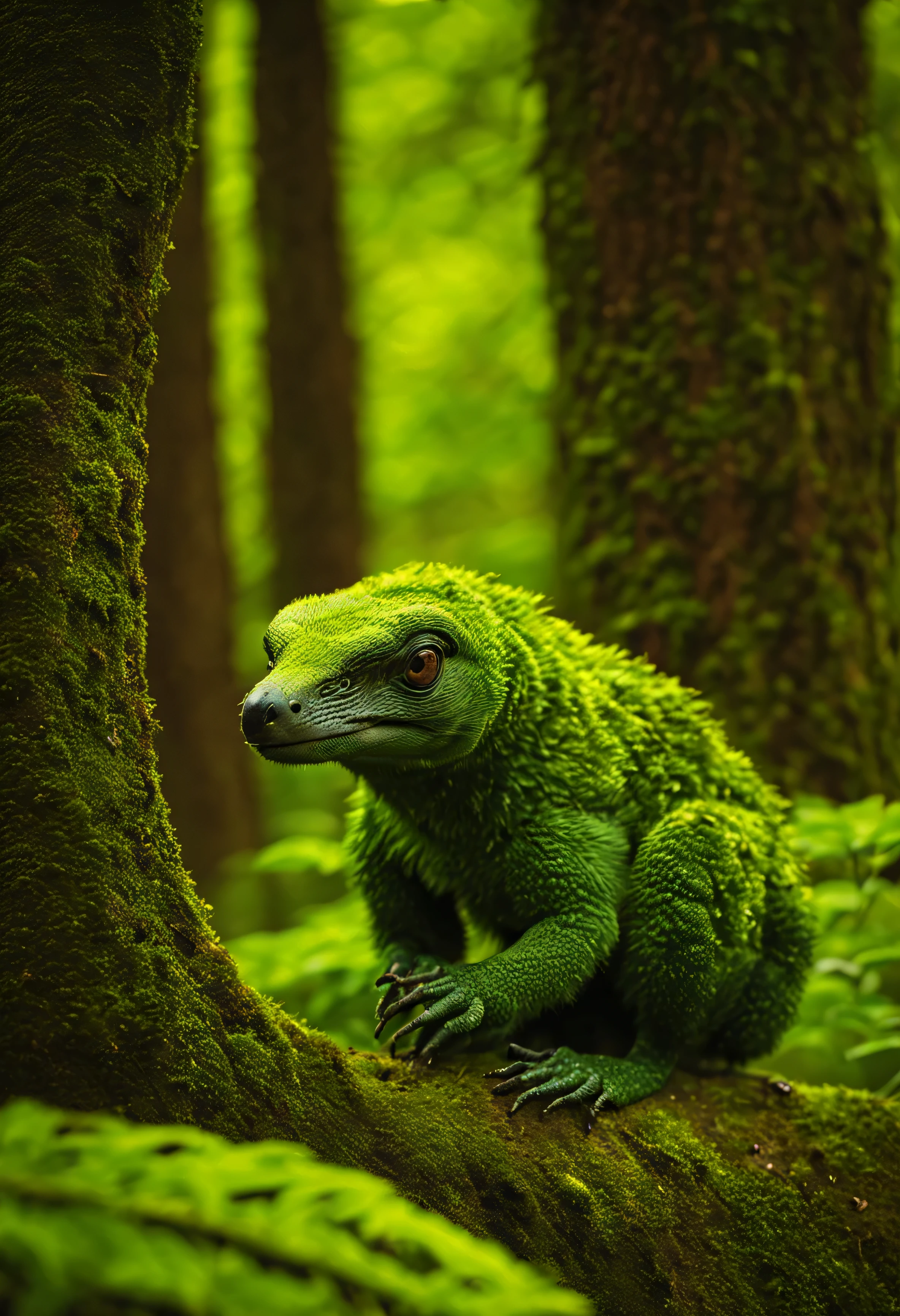 a fantastic creature resembling mather nature, full greenary, forest, hight quality image