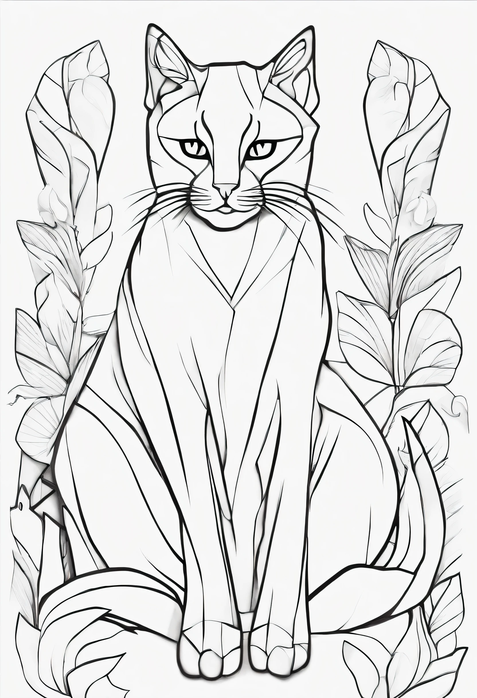 Create a stress-free coloring page with the elegant Havana Brown cat breed. O estilo deve ser cartunesco, with thick lines for easy coloring and no pre-existing colors. Ilustre o gato Havana Brown em uma pose sofisticada e equilibrada, destacando sua elegante pelagem cor chocolate e expressivos olhos verdes.
Cerque o gato com um fundo simples, utilizing a completely white background to allow children to focus on the coloring experience. Adicione elementos sutis que reflitam a natureza afetuosa e inteligente do gato Havana Brown, como uma almofada luxuosa ou um brinquedo pendurado.
Make sure there is ample space for kids to get creative while coloring the Havana Brown cat with their favorite colors.. This coloring page aims to provide a calming and fun activity, oferecendo aos jovens artistas uma oportunidade sem estresse de dar vida ao elegante gato Havana Brown.