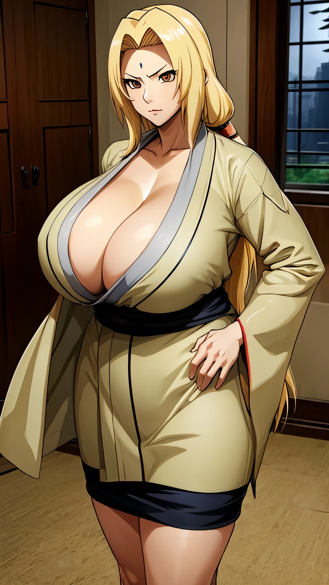 Tsunade , huge breast , wide hipes , chneese room , hot , wearing tsunade clothes  