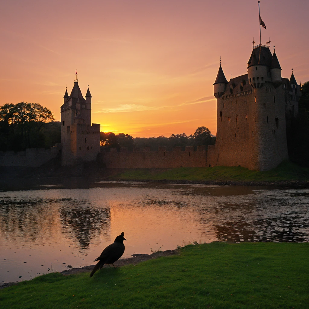 Sunset, by the old castle,