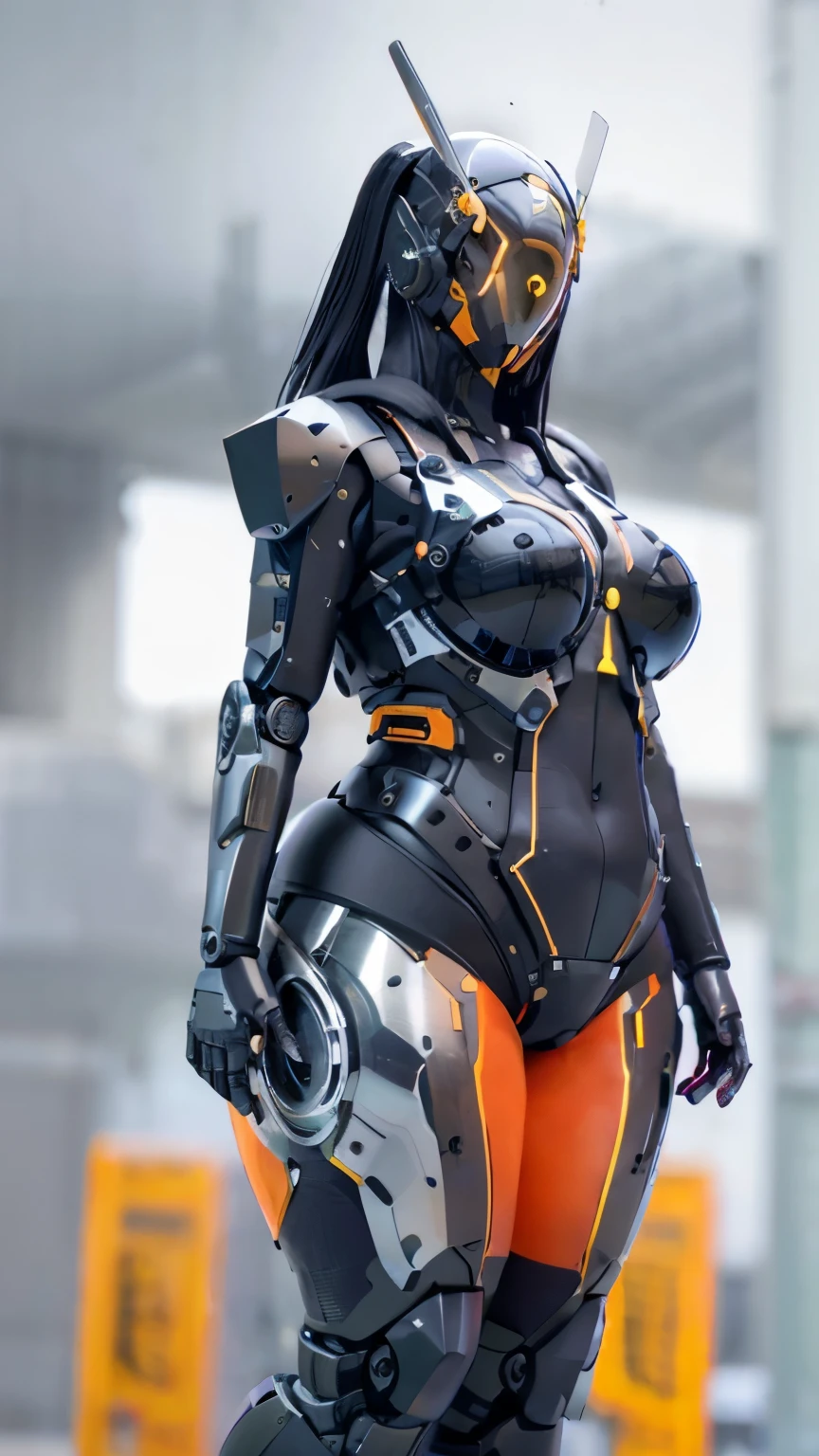 robot,Helmet, (Beautiful woman) cyber punk、1 girl, chest, covered face、glass visor、mechanical armor、Streamlined silver armor、 Take-up, huge chest, humanoid robot, Claw hands, Joint, taciturn, no eyes, robot, robot Joint, shiny, shiny skin, simple background, alone, white background, robot, humanoid robot, robot girl,太った女性形robot、大人の女性形robot、Chubby-chan、thick body、reality、professional photos、genuine、thick body, big 、 big ass、big belly、thick thighs、thick arms、high heels、full body portrait、full body portrait、standing on tiptoe、