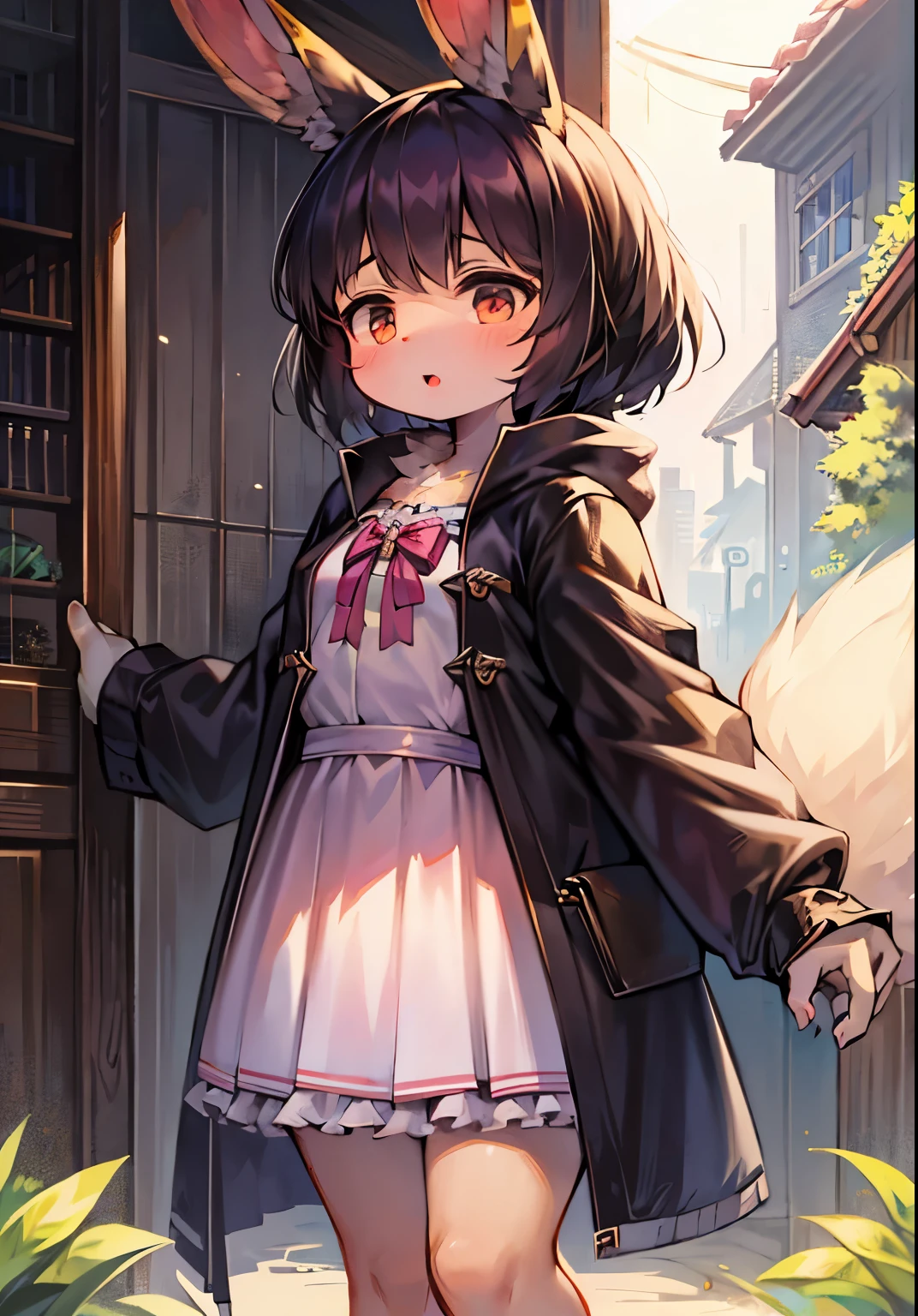 Bunny Girl,bunny ears,Characteristics of a -year-girl,ale focus,Furry women ,Furry loli,black hair ,Height 1.6 meters,summer coat,short skirt