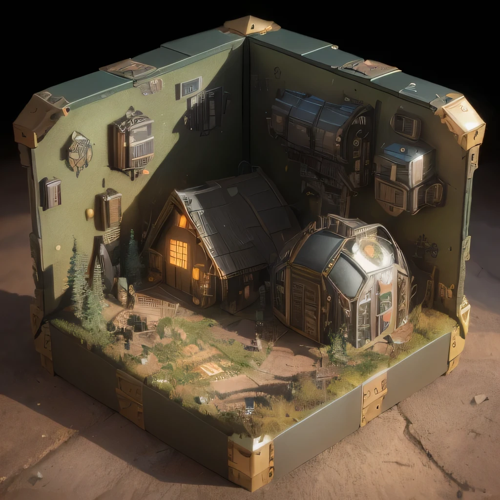 5598年Mars realistic model, (split ends, original photo, best quality, masterpiece:1.4),Steampunk Cyberpunk 6820 City,(CyberpunkMars light:1.3), Mars (related to land),(in a small nature box:1.3),Isometric, small nature, landscape on foundation,landscape,