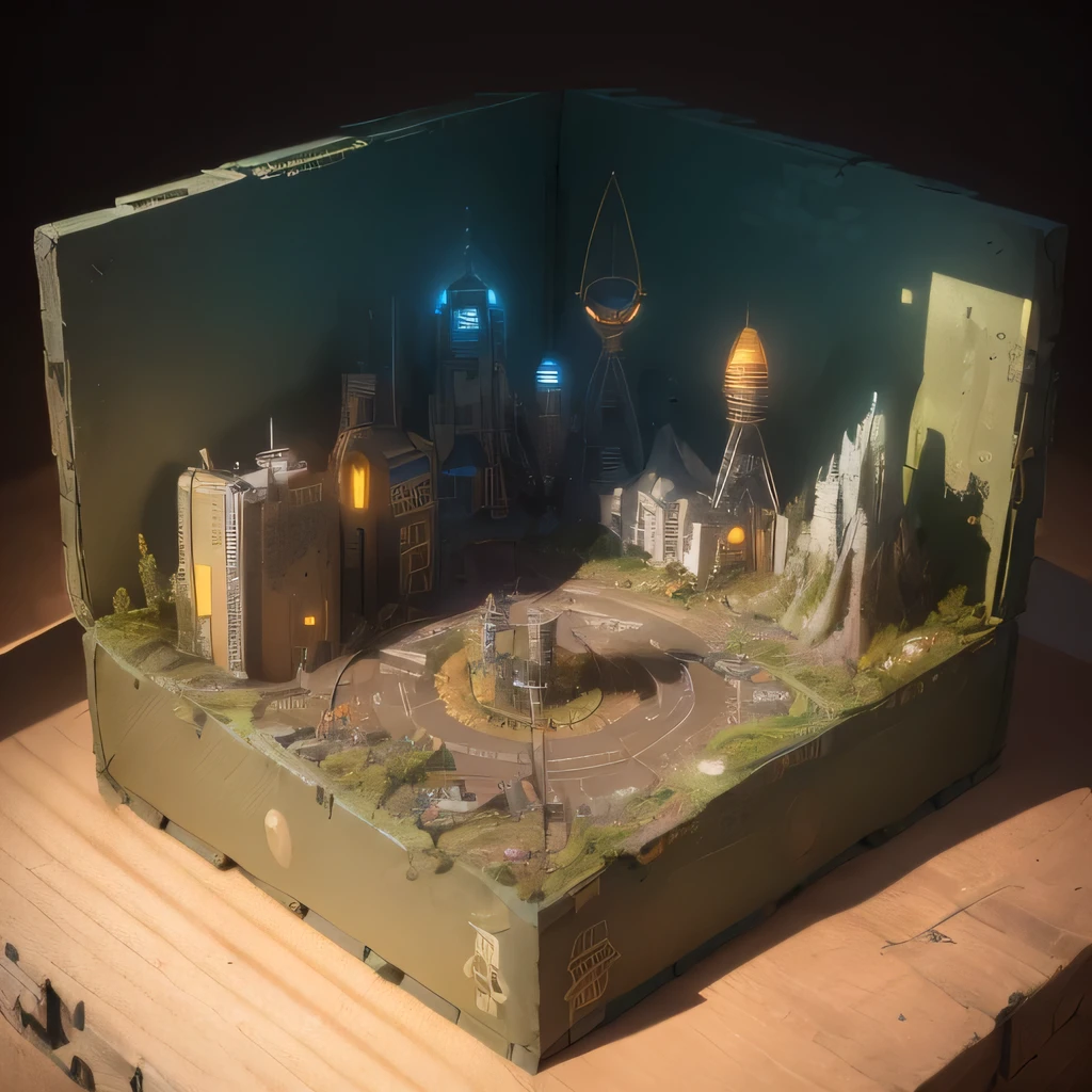 3598年Mars realistic model, (split ends, original photo, best quality, masterpiece:1.4),Steampunk Cyberpunk 6820 City,(CyberpunkMars light:1.3), Mars (related to land),(in a small nature box:1.3),Isometric, small nature, landscape on foundation,landscape,