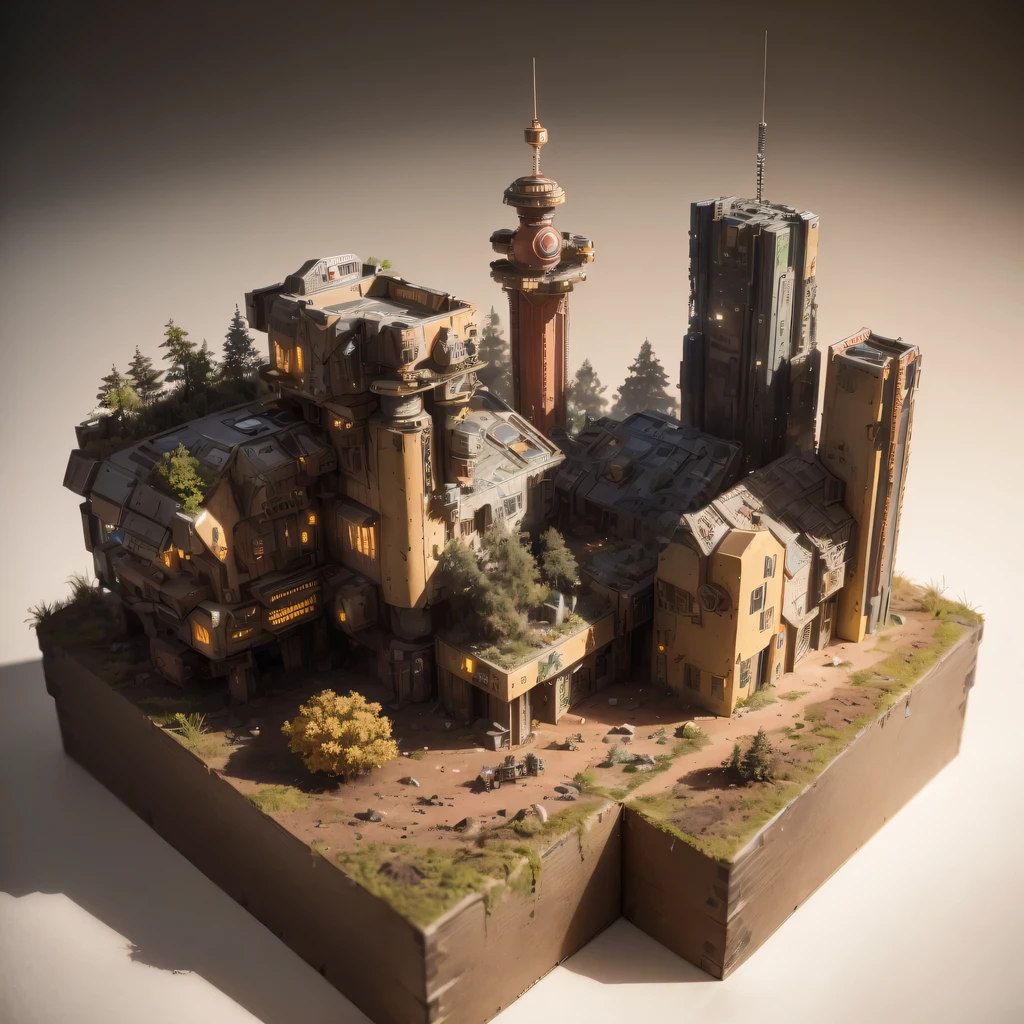 3598年Mars realistic model, (split ends, original photo, best quality, masterpiece:1.4),Steampunk Cyberpunk 6820 City,(CyberpunkMars light:1.3), Mars (related to land),(in a small nature box:1.3),Isometric, small nature, landscape on foundation,landscape,